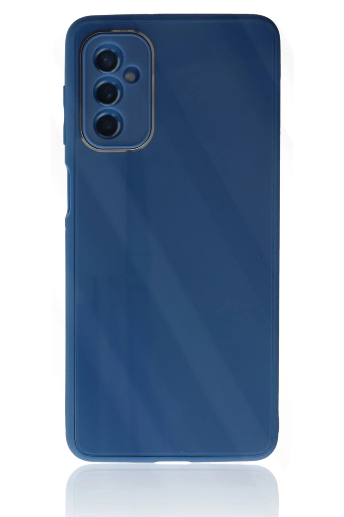 NewFace Samsung Galaxy M52 5G Kılıf Glass Kapak - Mavi INSLM