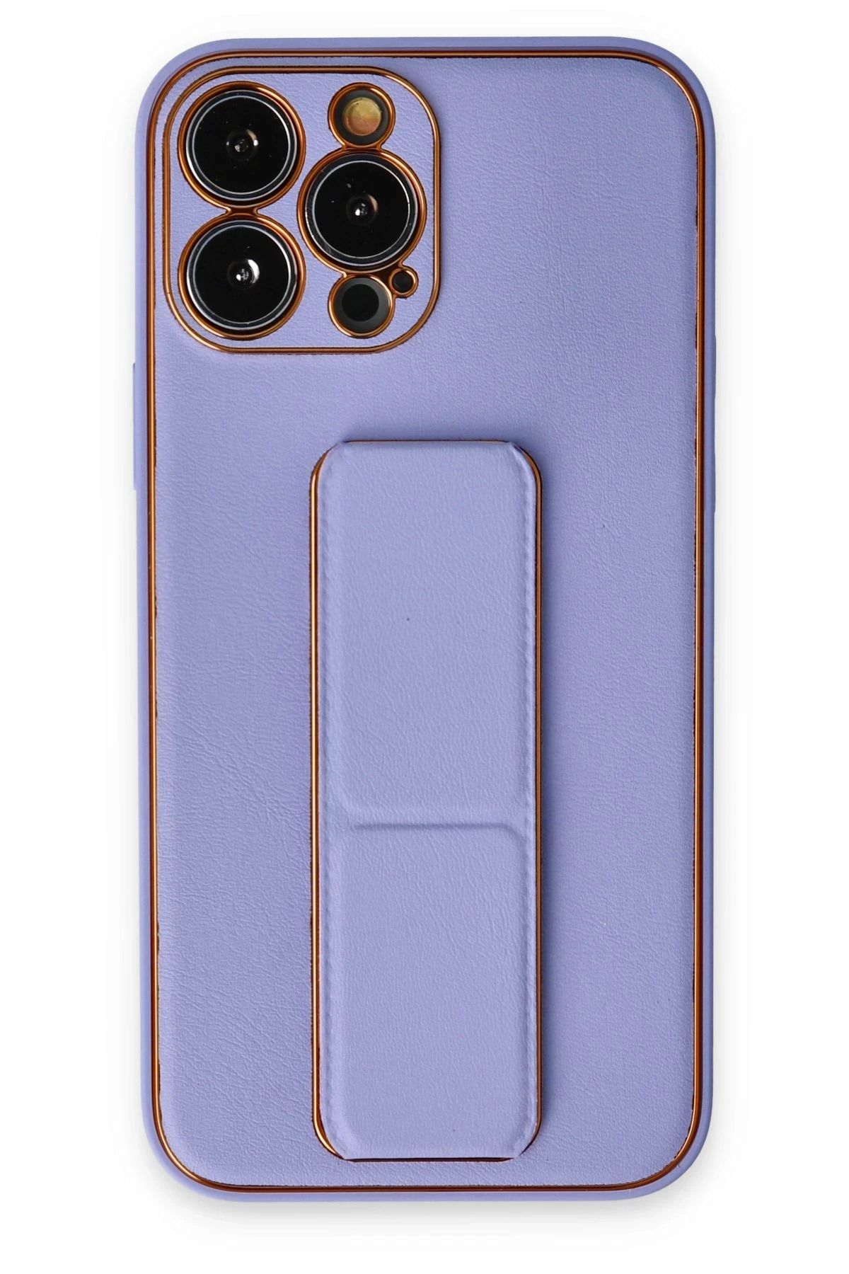 NewFace iPhone 13 Pro Kılıf Coco Deri Standlı Kapak - Koyu Lila BSTMY
