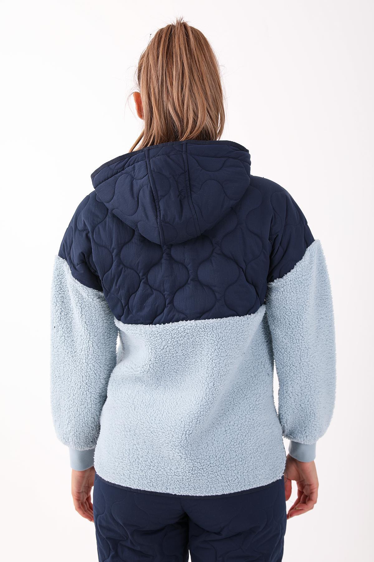 MARATON Comfort Kadın Kapüşonlu Sisli Mavi Sweatshirt görsel 2