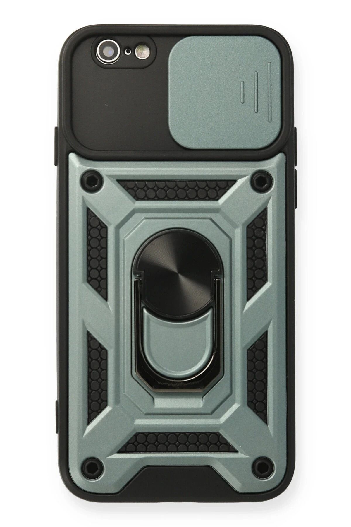NewFace iPhone 6 Kılıf Pars Lens Yüzüklü Silikon - Yeşil LZWDR