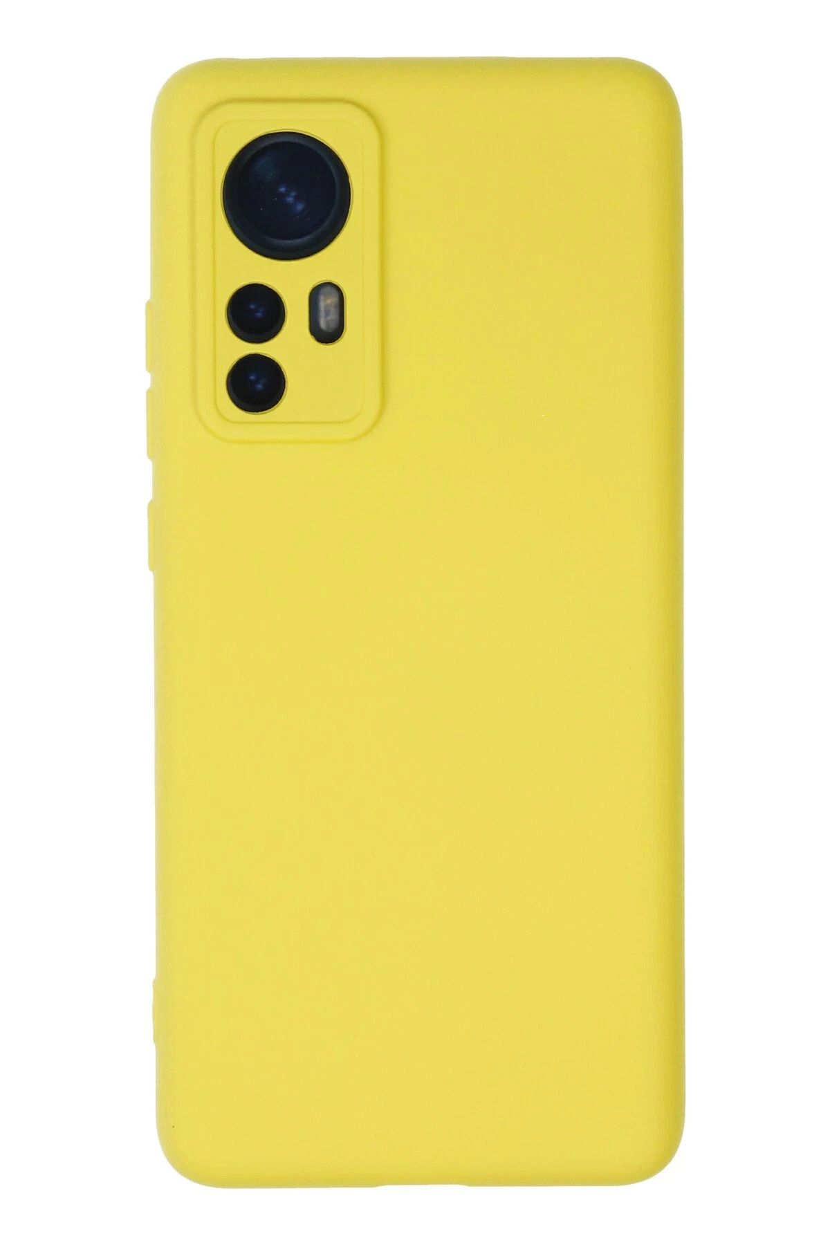 NewFace Xiaomi Mi 12 Kılıf Nano içi Kadife Silikon - Sarı HNZRN uyumlu