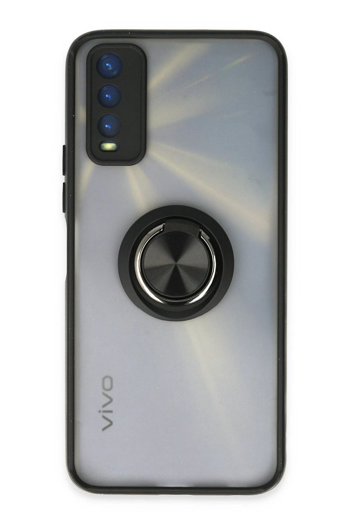 NewFace Vivo Y11S Kılıf Montreal Yüzüklü Silikon Kapak - Siyah NRMSA