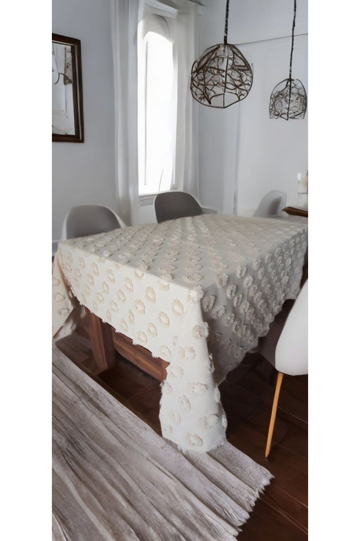 ZADA HOME Ponponlu Masa Örtüsü bir parça ölçüm ( 160 x 220 ) santim sofra masası new