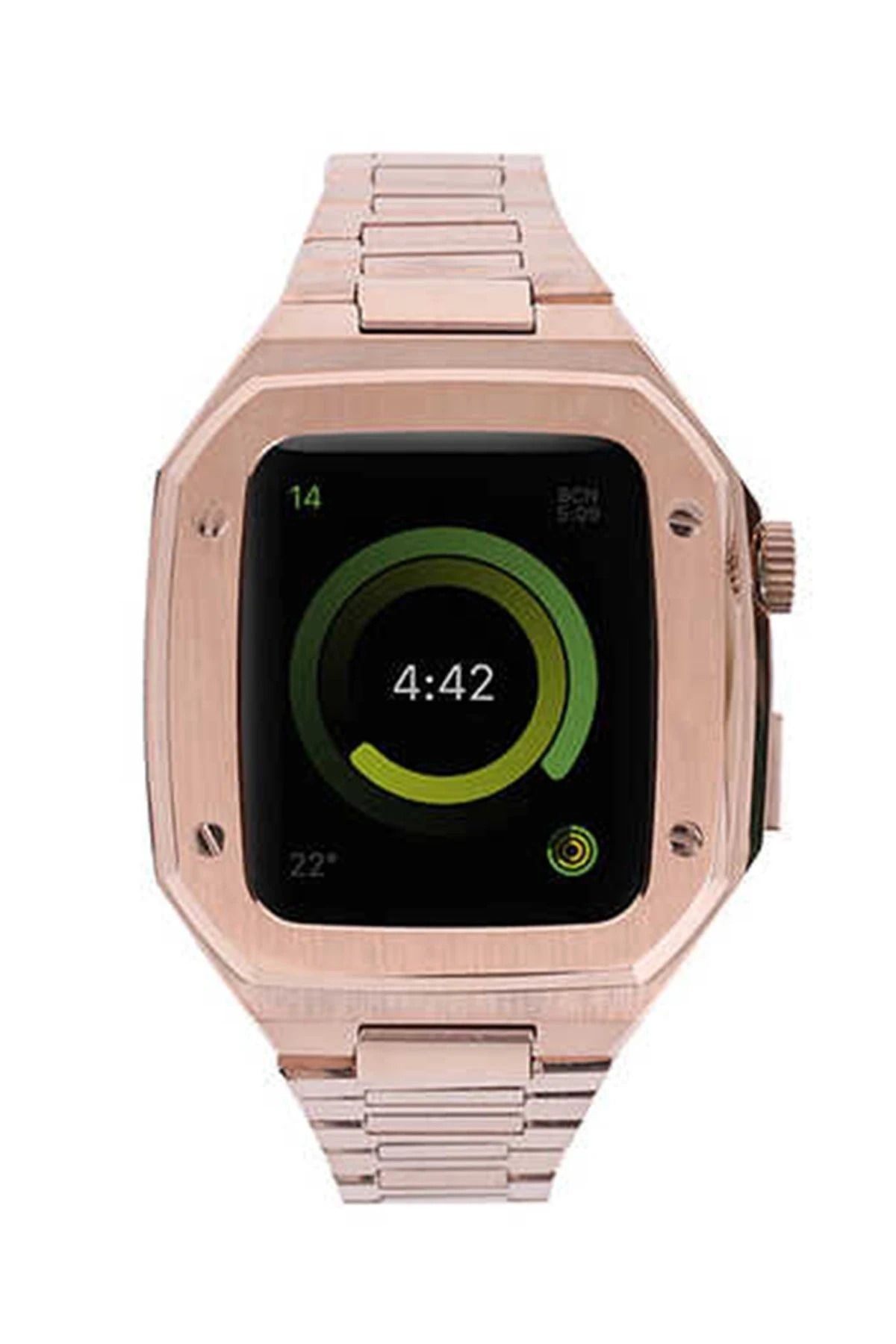 NewFace Apple Watch 44mm Metal Petek Kasalı Kordon - Rose Gold BSTMY