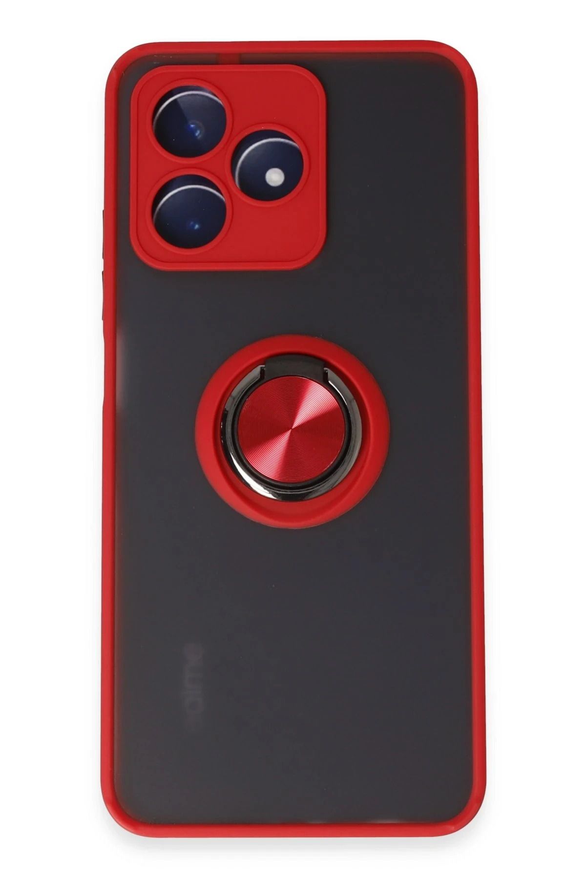 NewFace Realme C53 Kılıf Montreal Yüzüklü Silikon Kapak - Kırmızı JOJUA