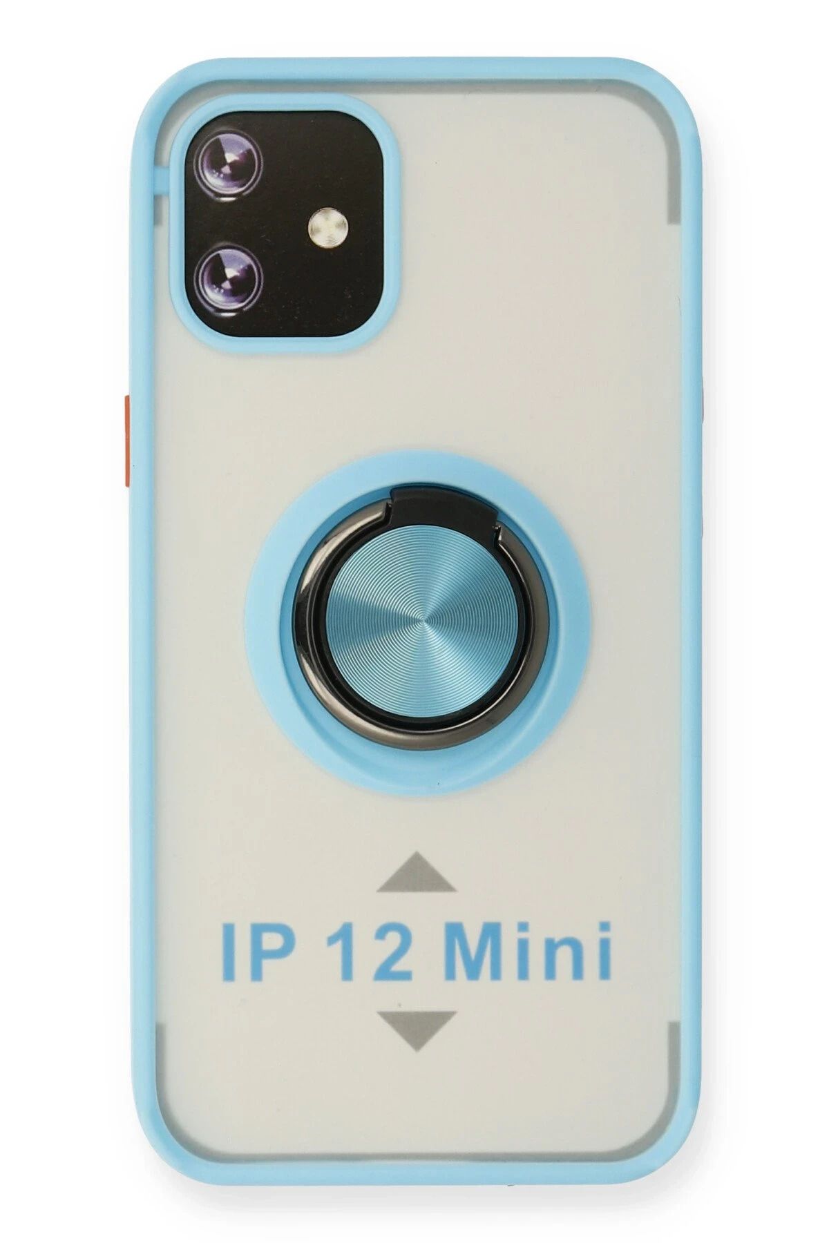 NewFace iPhone 12 Mini Kılıf Montreal Yüzüklü Silikon Kapak - Buz Mavi BSTMY