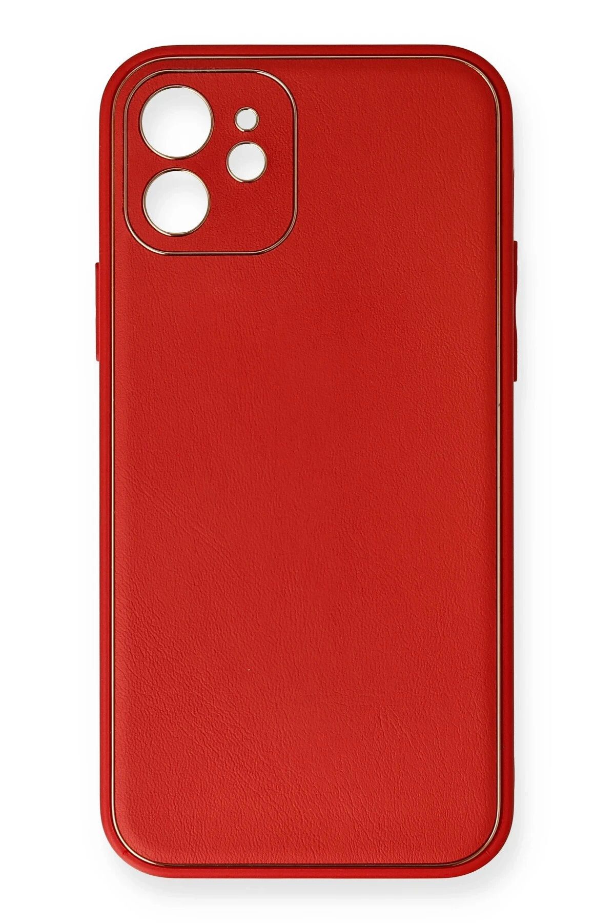 NewFace iPhone 12 Kılıf Coco Deri Silikon Kapak - Kırmızı FERRG