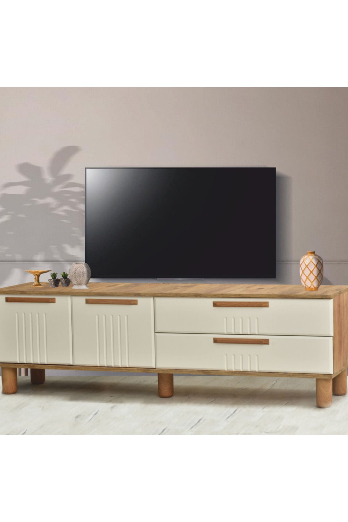 Nevamobilya Dia Tv Sehpası - Atlantik Çam - Krem