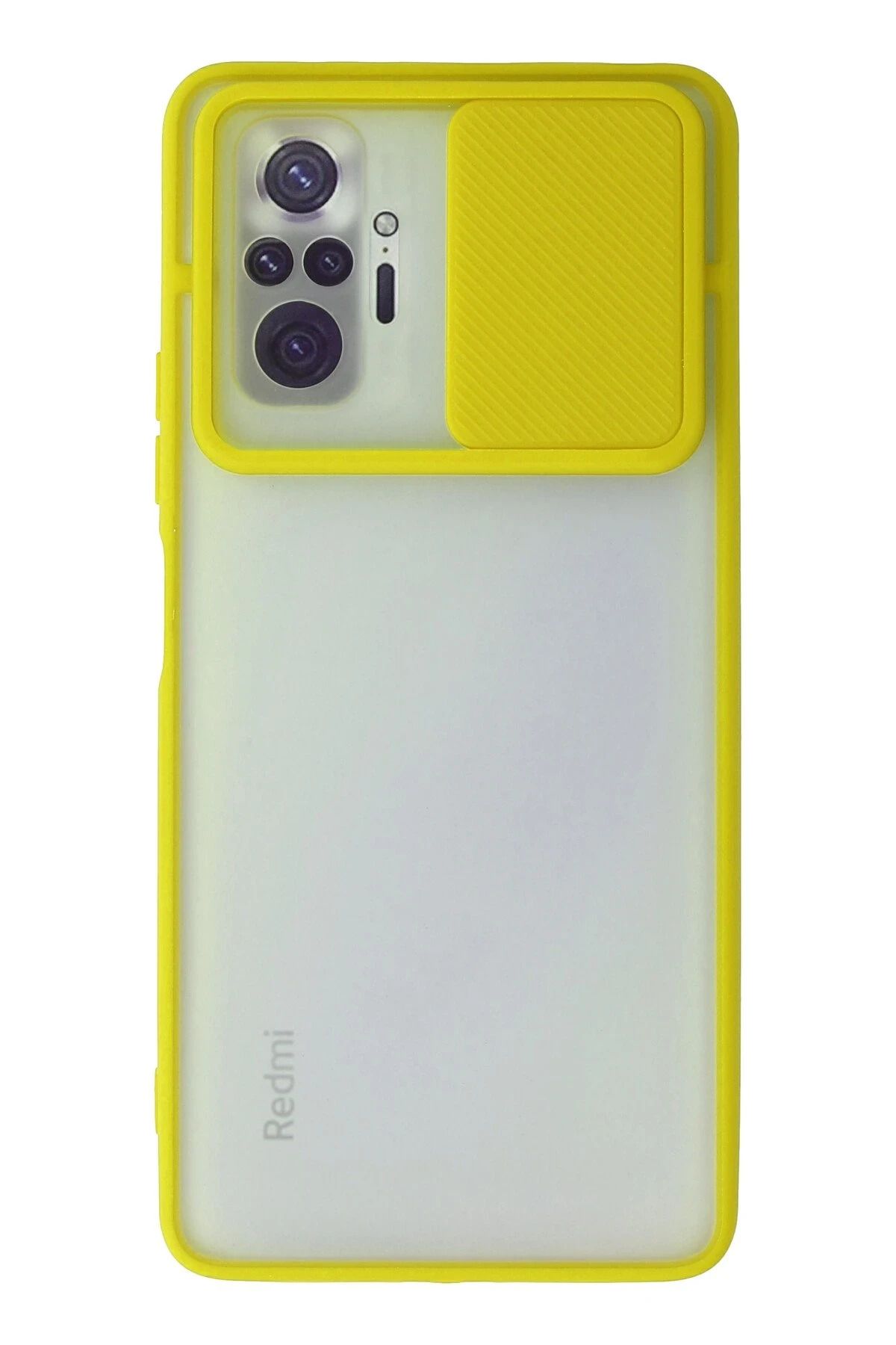 NewFace Xiaomi Redmi Note 10 Pro Kılıf Palm Buzlu Kamera Sürgülü Silikon - Sarı YNSMR