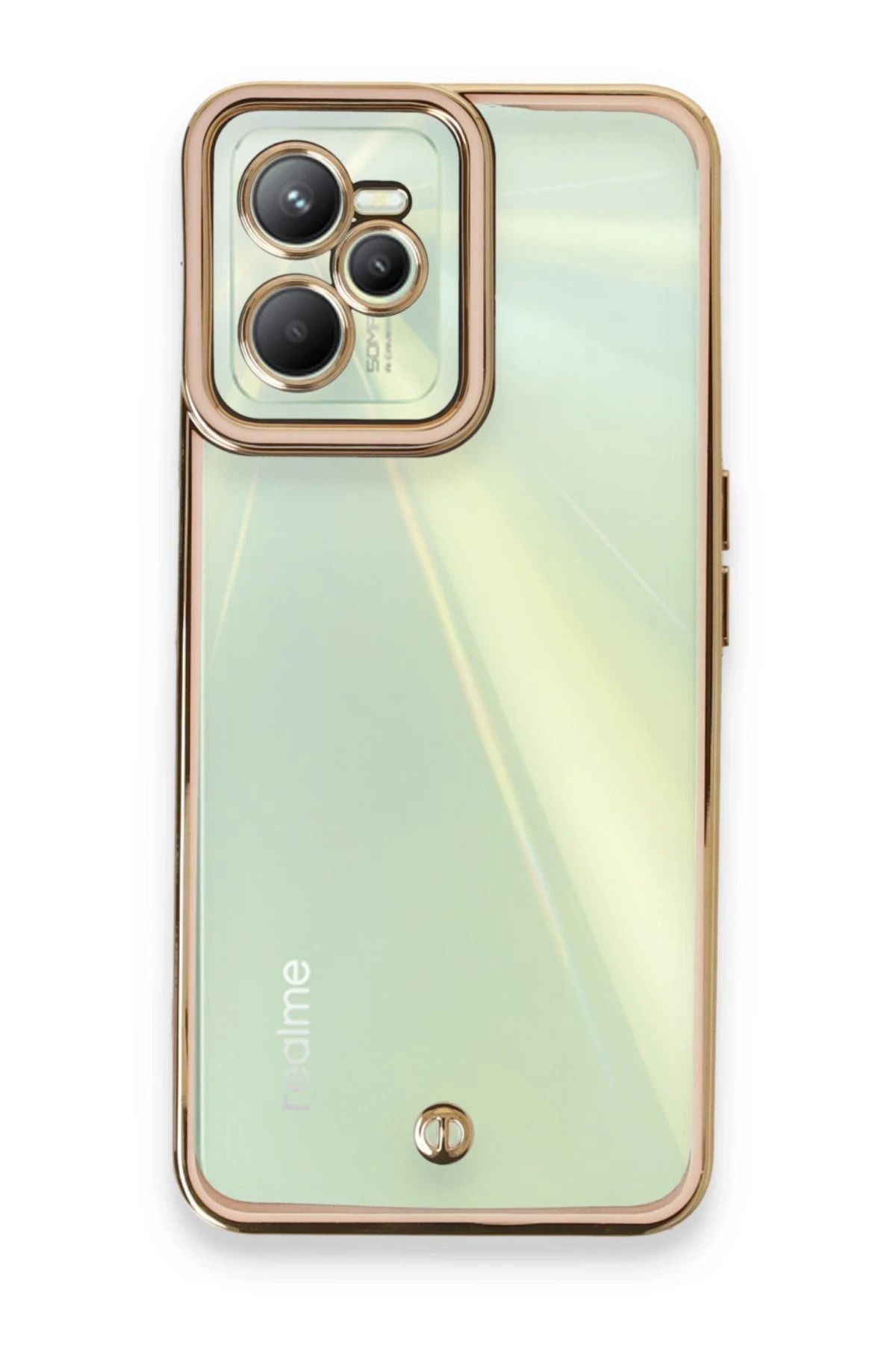 NewFace Realme C35 Kılıf Liva Lens Silikon - Pudra BSTMY