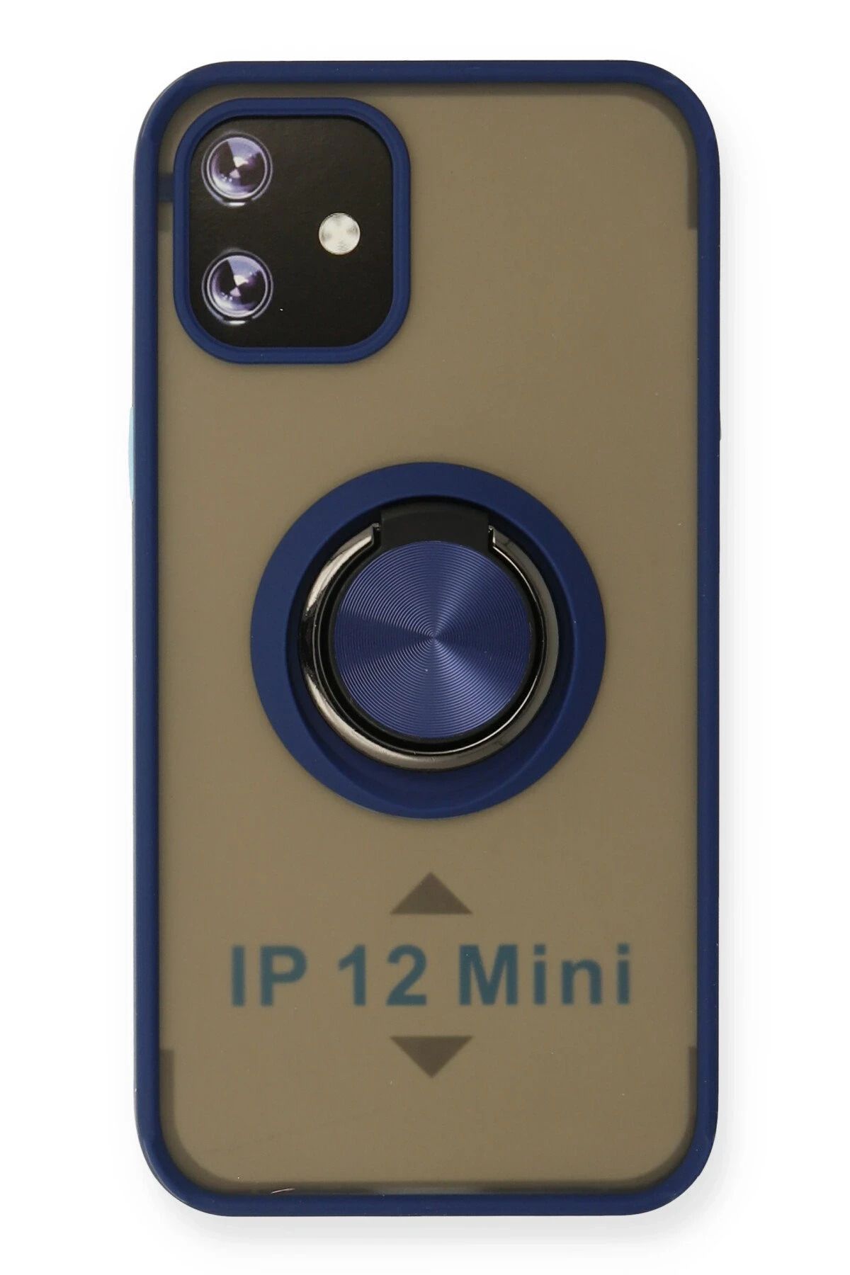 NewFace iPhone 12 Mini Kılıf Montreal Yüzüklü Silikon Kapak - Lacivert HNZRN