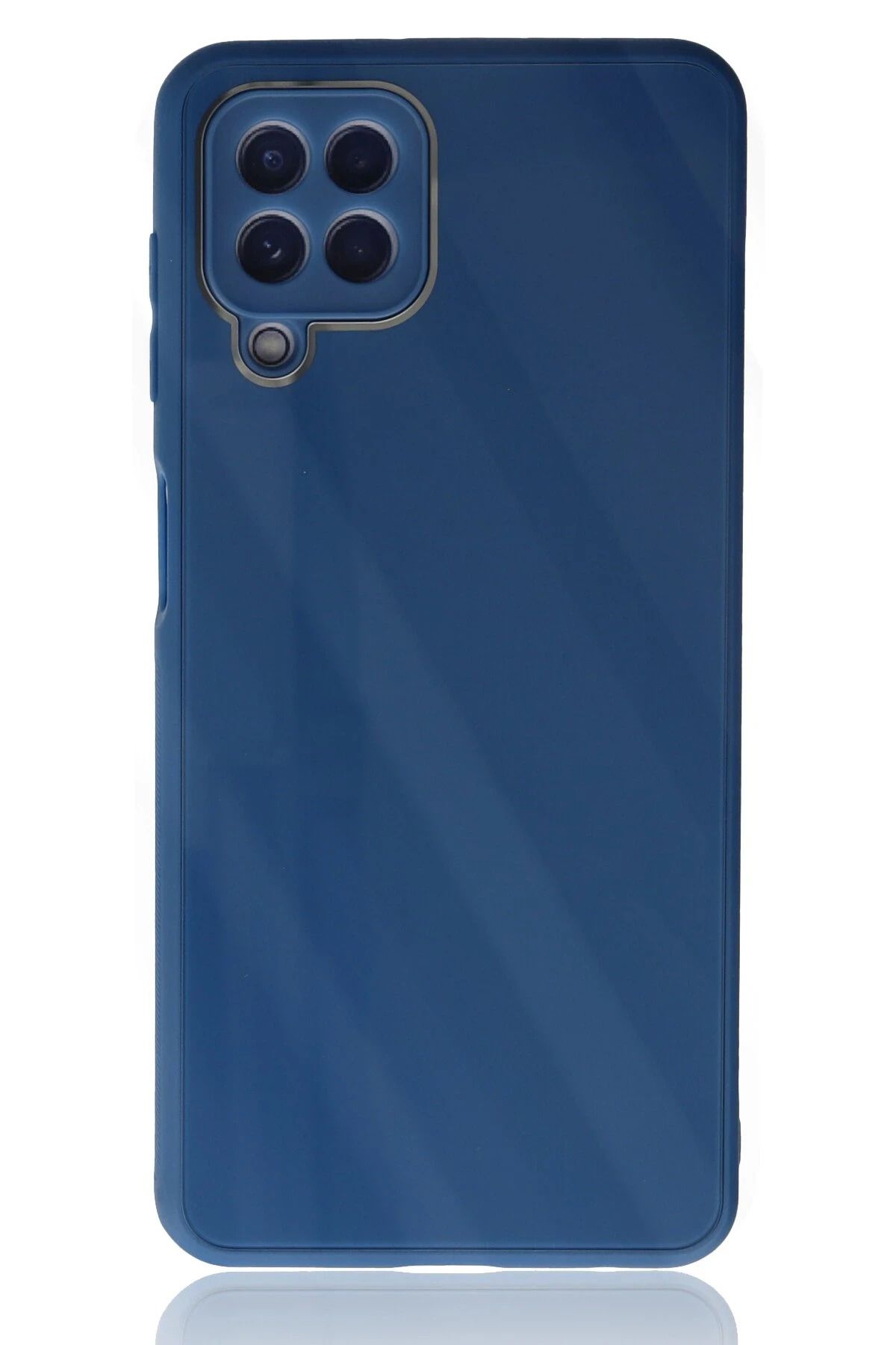 NewFace Samsung Galaxy A22 Kılıf Glass Kapak - Mavi HNZRN