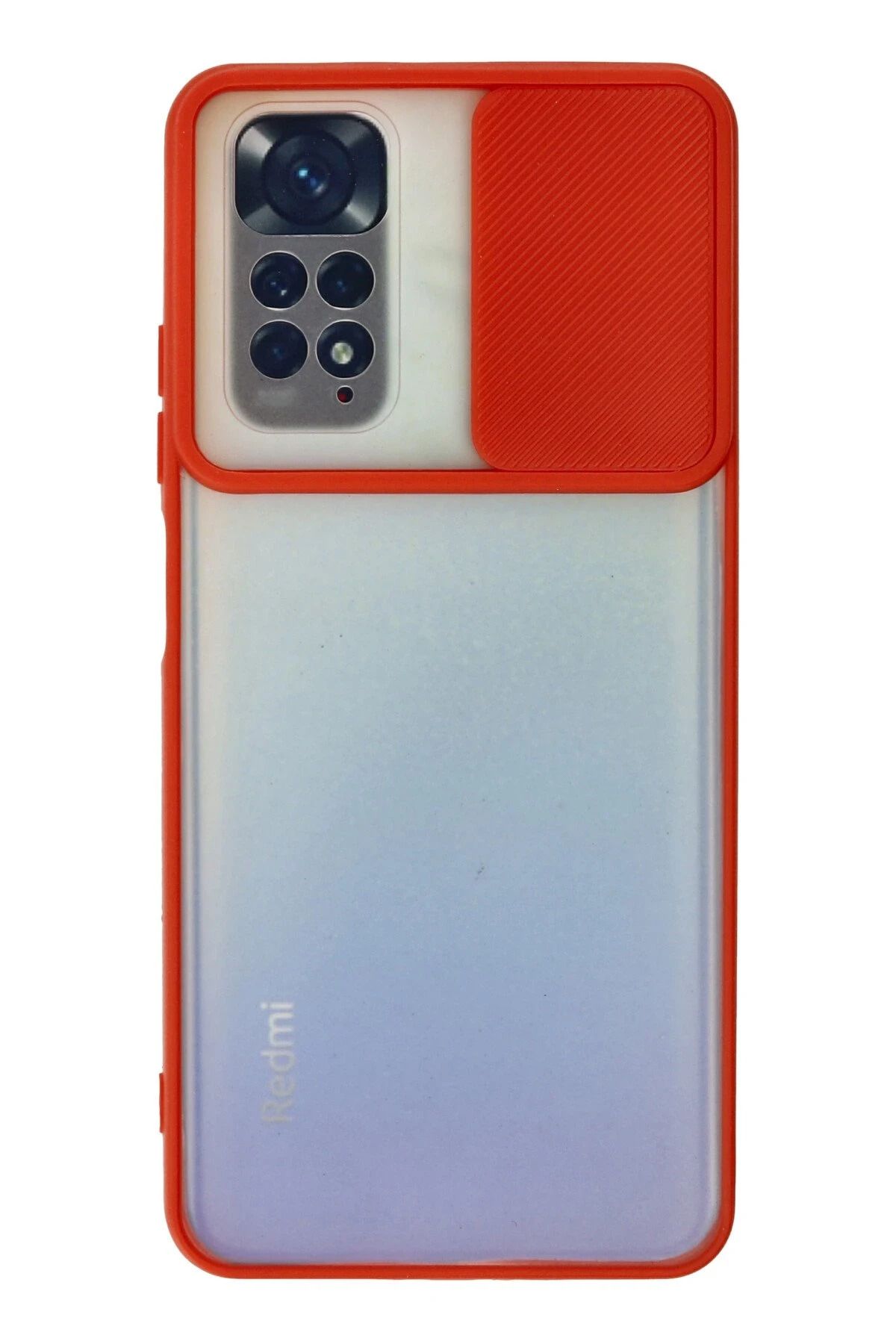 NewFace Xiaomi Redmi Note 11 Kılıf Palm Buzlu Kamera Sürgülü Silikon - Kırmızı INSLM