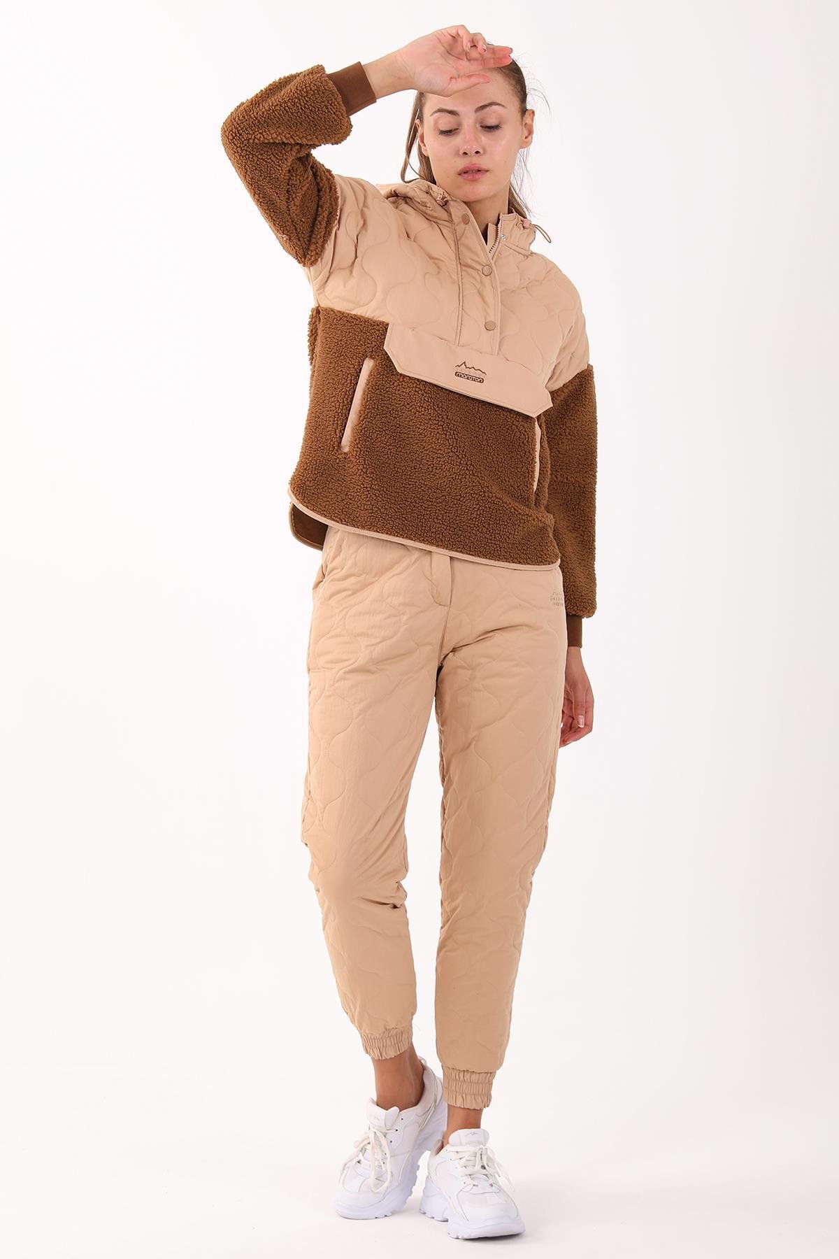 MARATON Comfort Kadın Kapüşonlu Taba Sweatshirt görsel 4