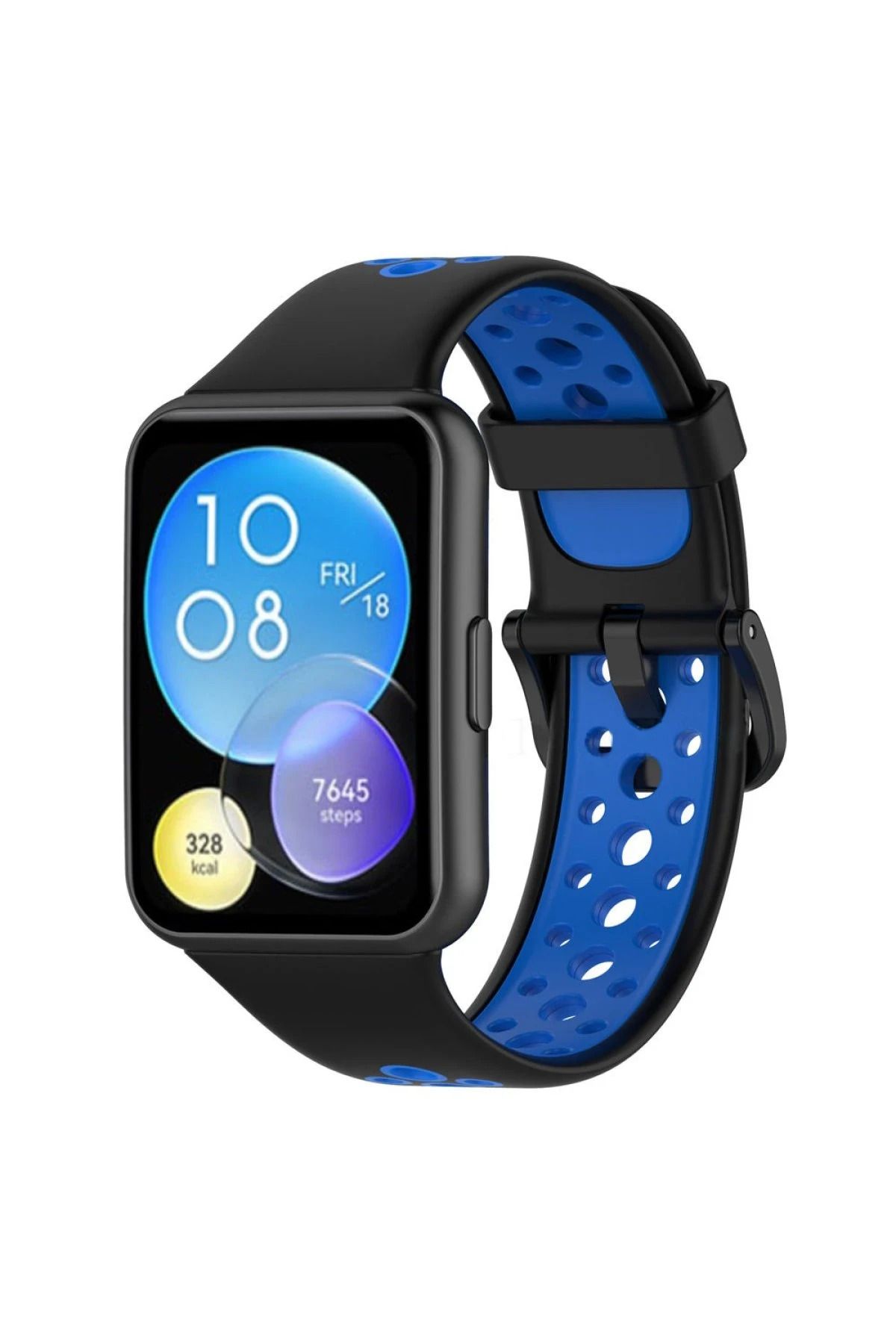 NewFace Huawei Watch Fit 2 Spor Delikli Kordon - Siyah-Mavi INSLM