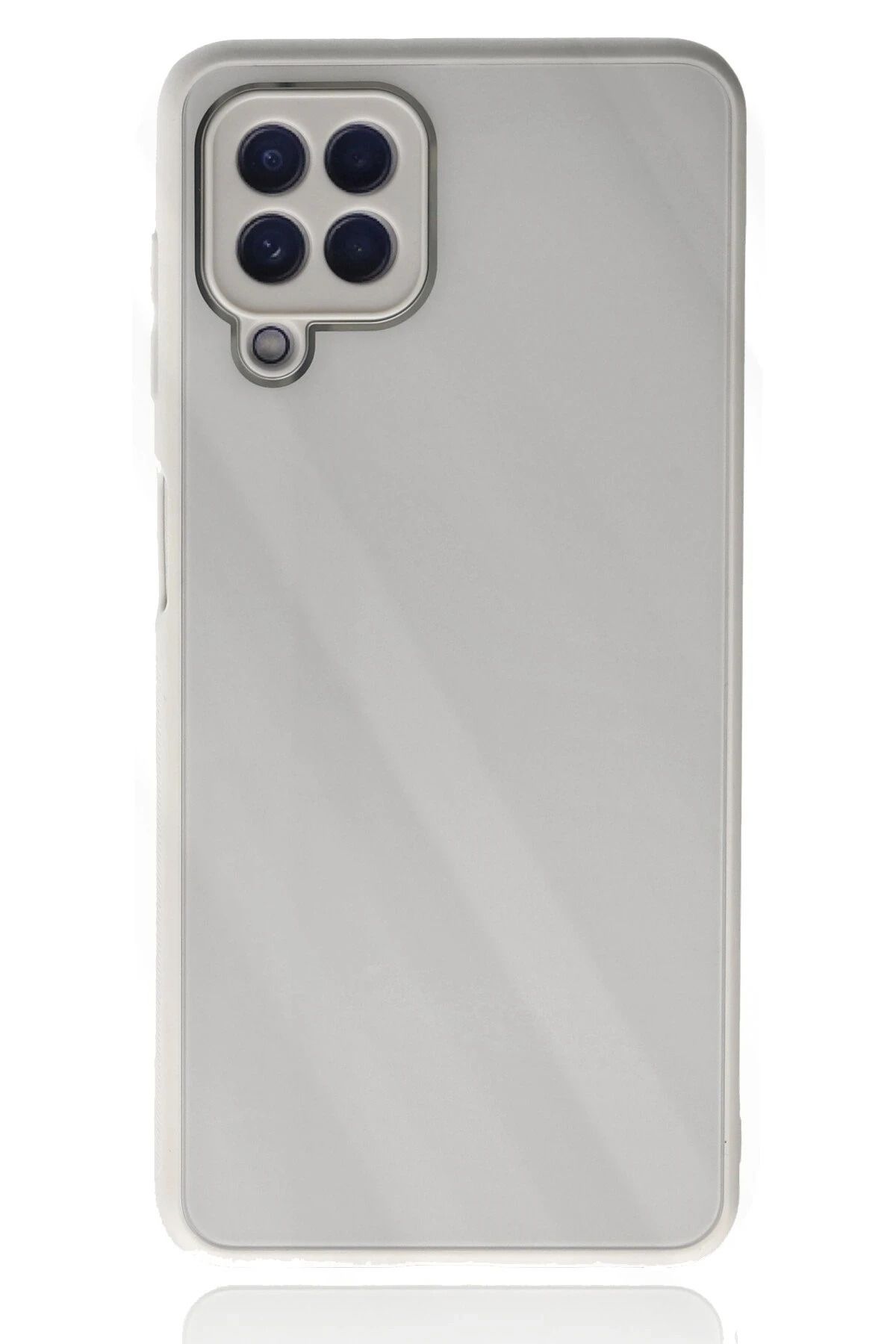 NewFace Samsung Galaxy A22 Kılıf Glass Kapak - Beyaz HNZRN