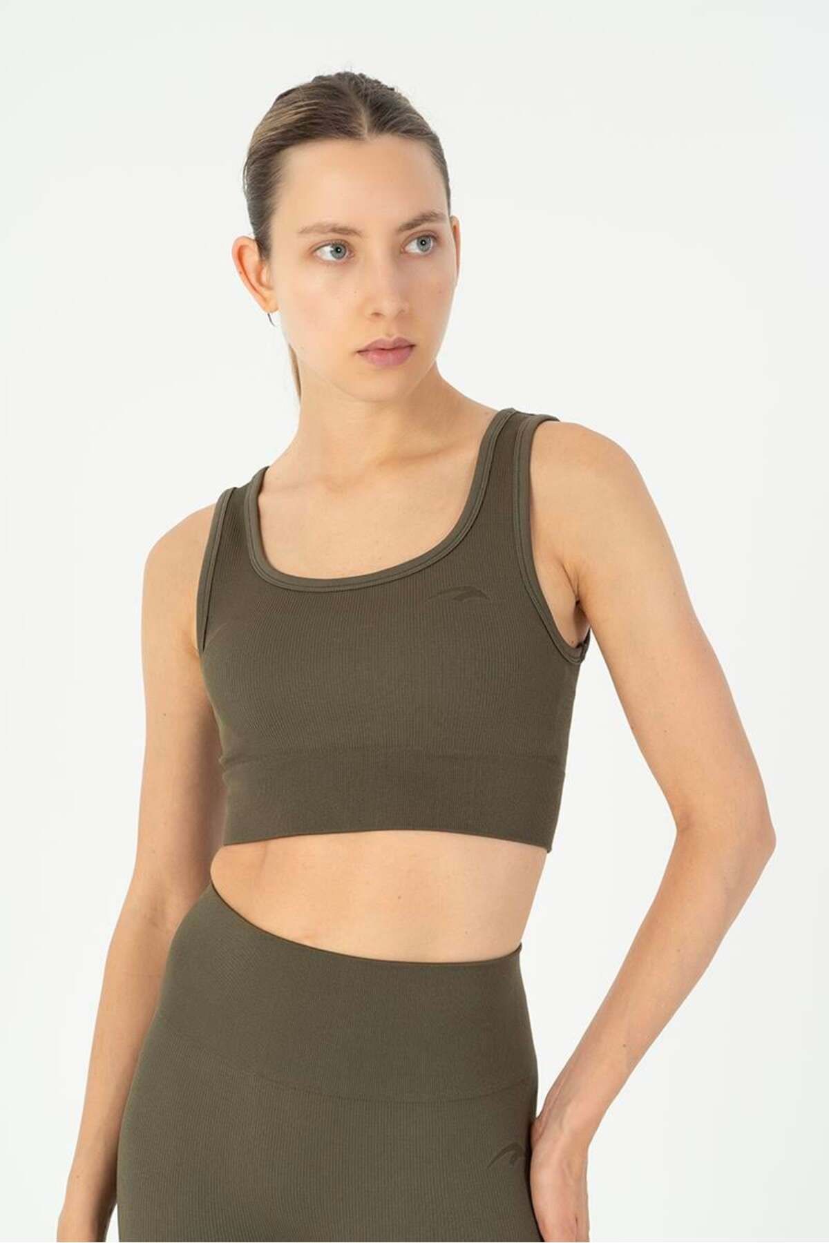 MARATON SlimFit Kadın Düz Yaka Kolsuz Haki Bra 813097