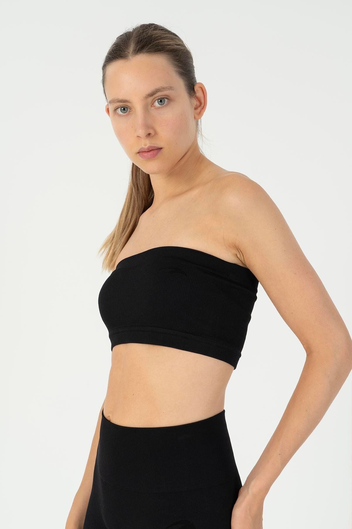 MARATON SlimFit Kadın Askısız Kolsuz Siyah Bra 813096