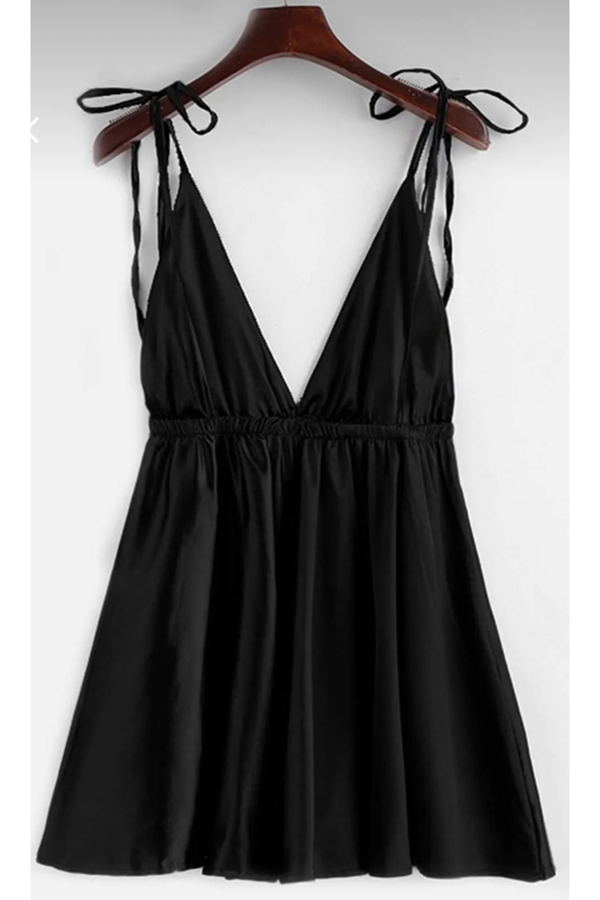 lenastella Siyah Saten Bağlamalı Gecelik