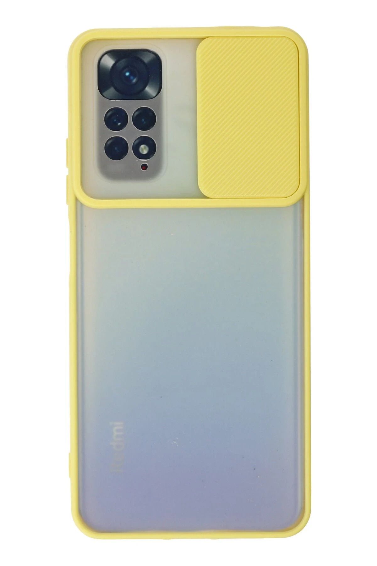 NewFace Xiaomi Redmi Note 11 Kılıf Palm Buzlu Kamera Sürgülü Silikon - Sarı INSLM