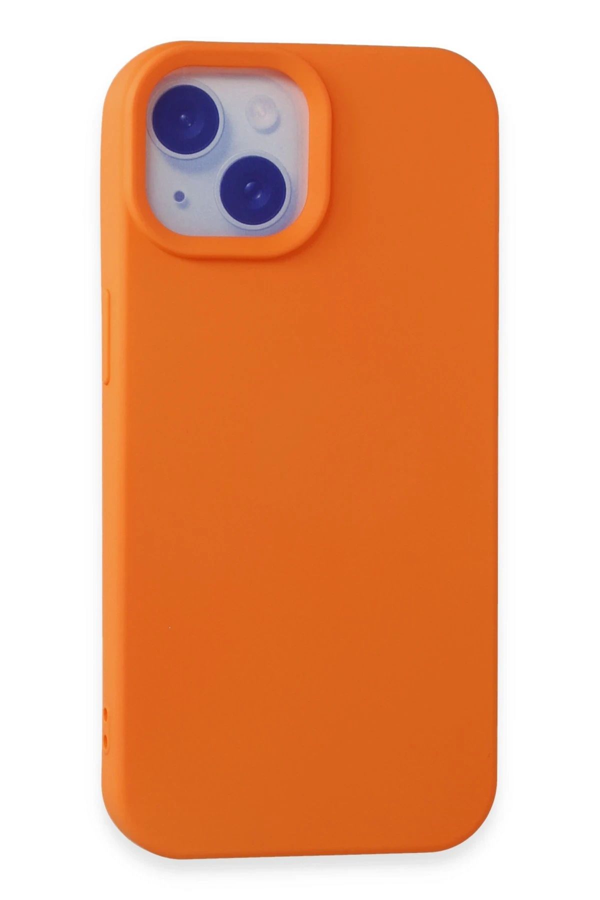 NewFace iPhone 15 Plus uyumlu  Kılıf Nano içi Kadife Silikon - Turuncu