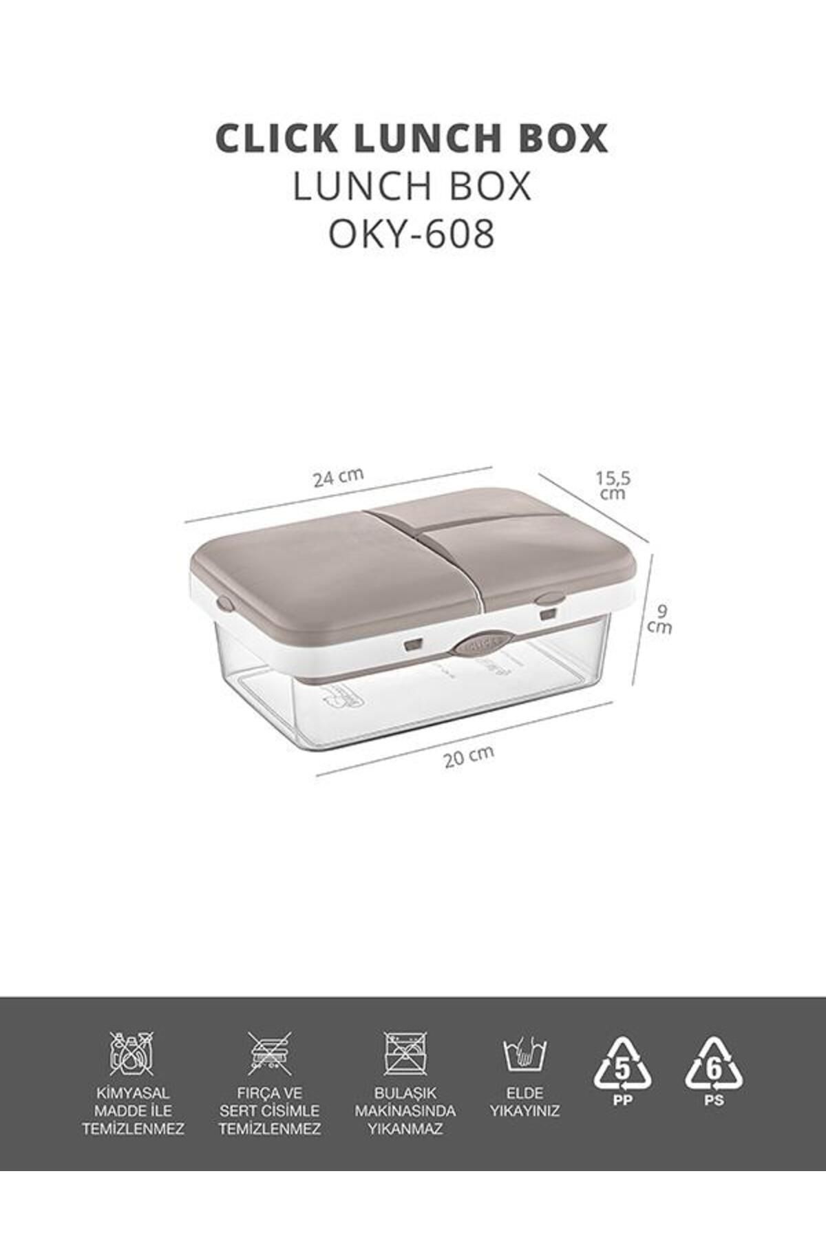 Okyanus Home-Mink-Transparent 4-Compartment Lunch Box with Click 3