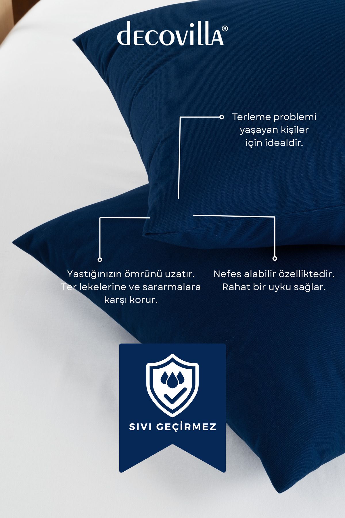 Decovilla-Micro Zippered Pillow Mattresses Liquid Proof Set of 2 Pillow Protector 50X70 2