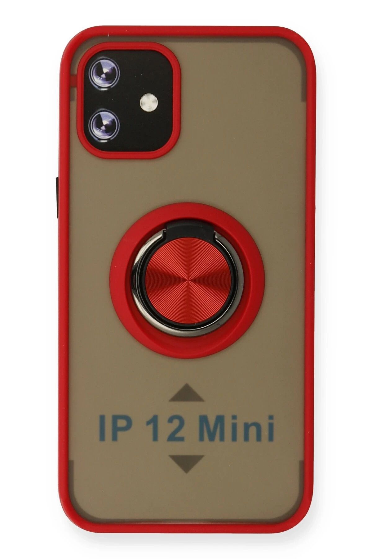 NewFace iPhone 12 Mini Kılıf Montreal Yüzüklü Silikon Kapak - Kırmızı BSTMY