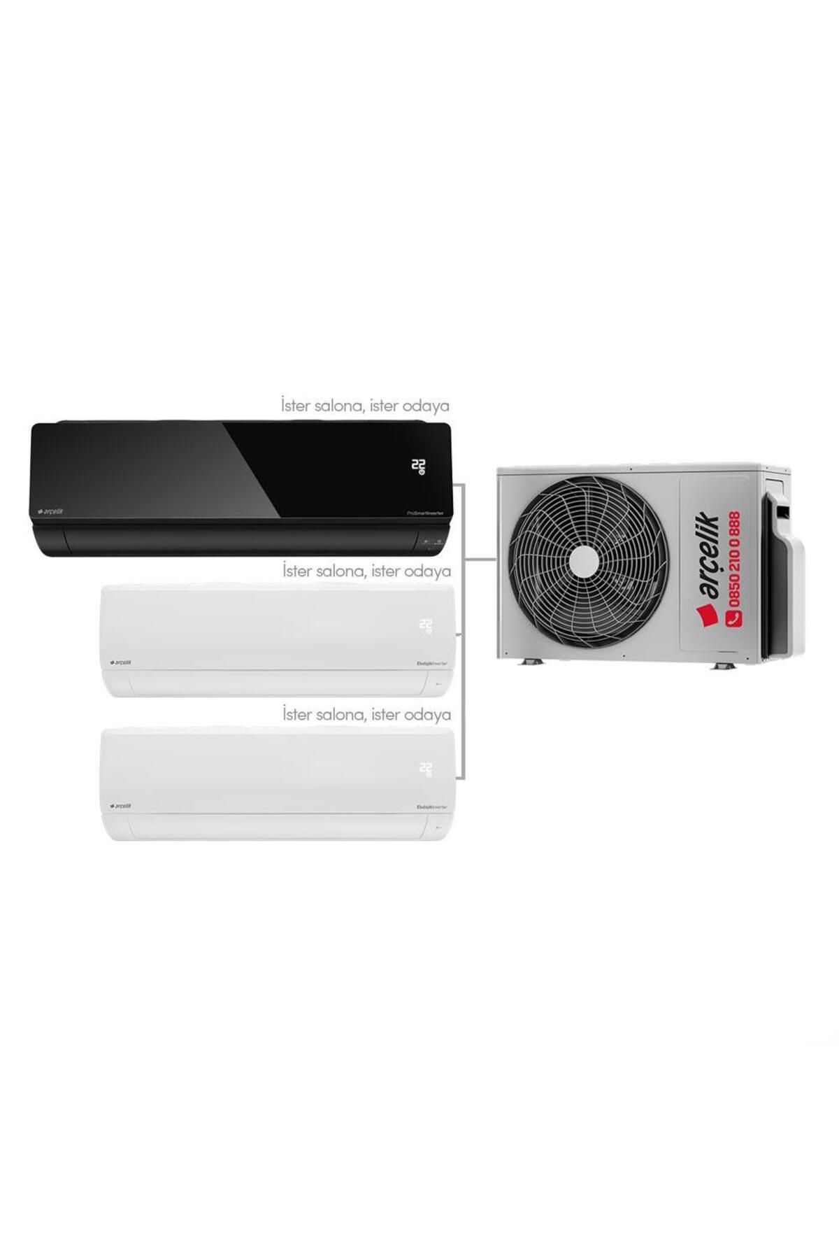 Arçelik Karma Multi Sistem Duvar Tipi 3+1 İnverter 9 BTU (Siyah) 9+9 BTU (Beyaz) - 24000 BTU Dış Üni
