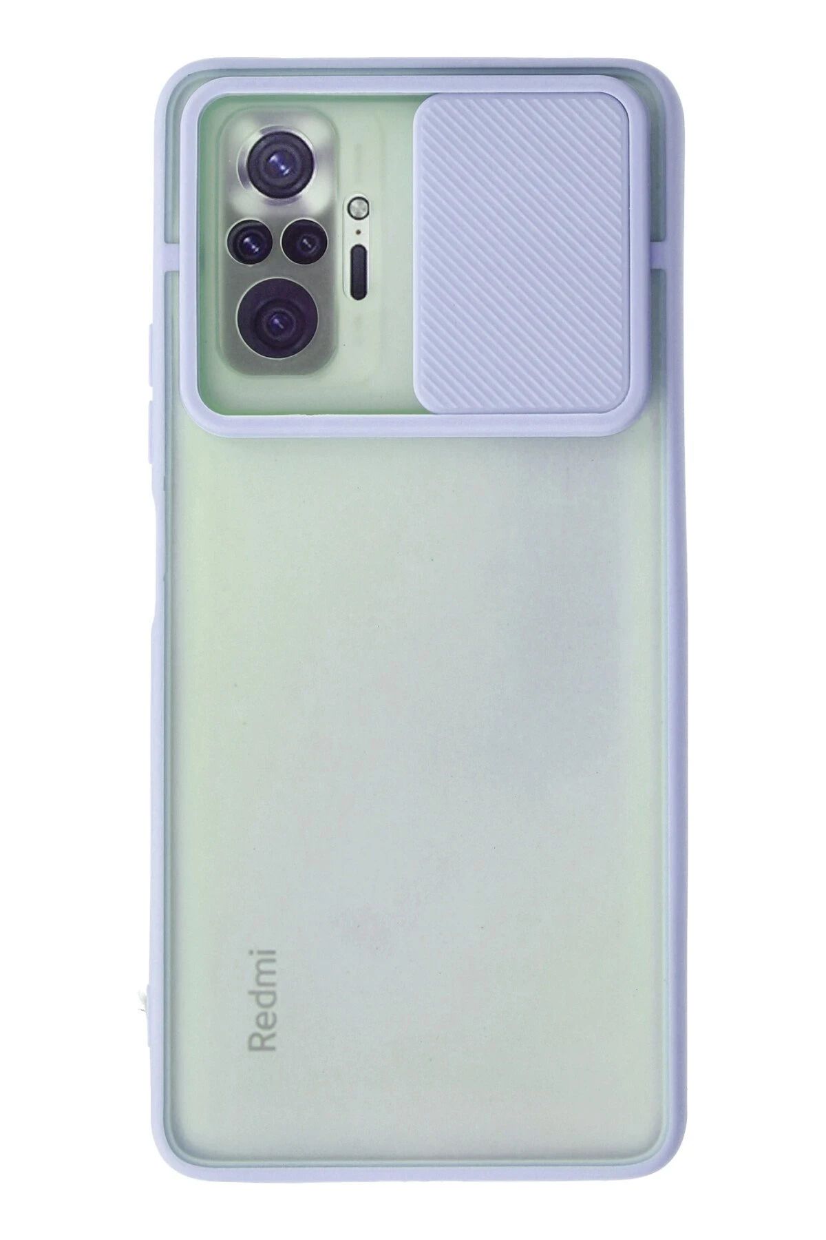 NewFace Xiaomi Redmi Note 10 Pro Kılıf Palm Buzlu Kamera Sürgülü Silikon - Lila NRMSA