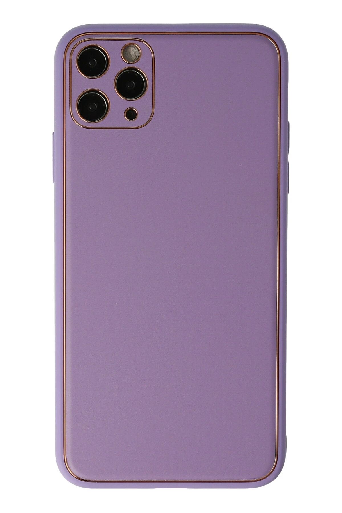 NewFace iPhone 11 Pro Max Kılıf Coco Deri Silikon Kapak - Lila FERRG