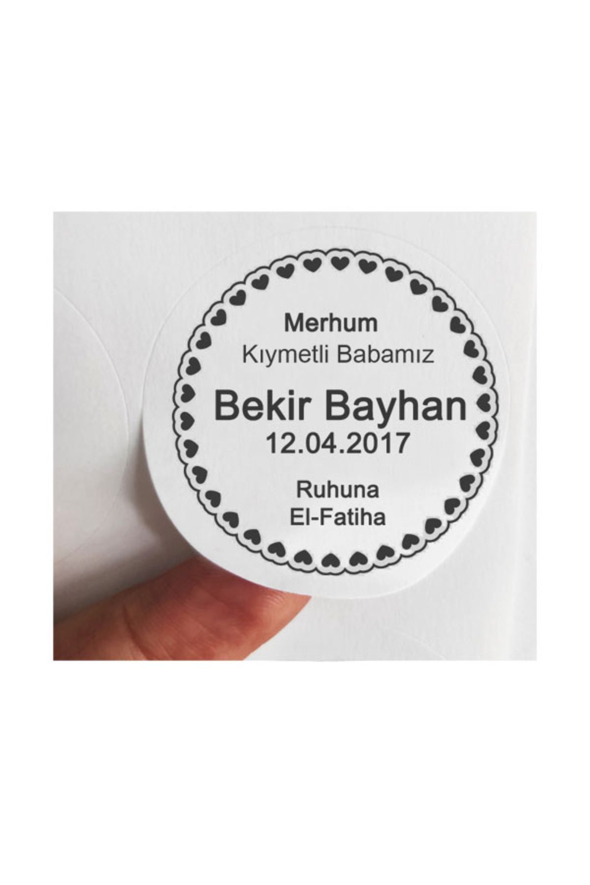 Aysun Bayhan Konsept 24 Adet 4 Cm Kişiye Özel Kalpli Ruhuna El-Fatiha Baskılı Mat Etiket Sticker-3 - Yedi Mevlidi