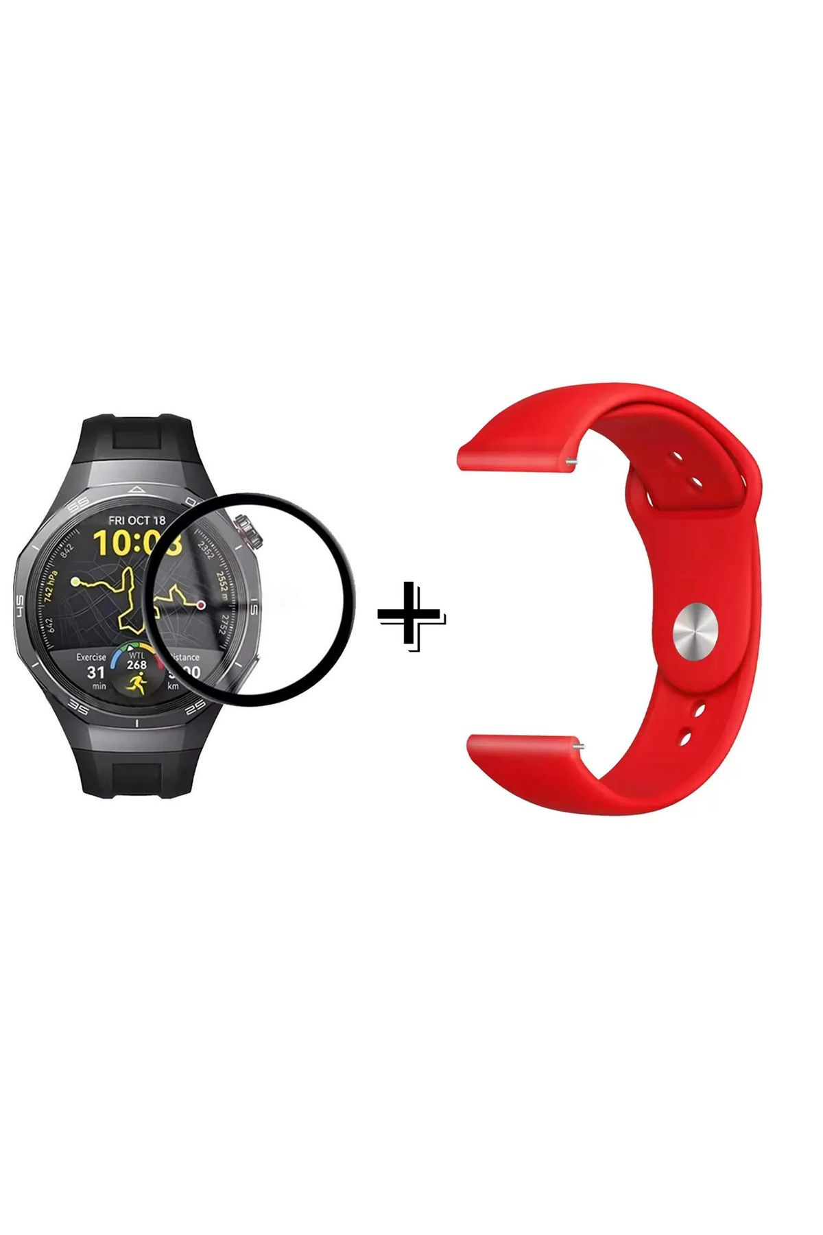 Forzacase Huawei Watch GT5 Pro 46mm ile uyumlu Silikon Kordon Kayış + Ekran Koruma Filmi - FC875