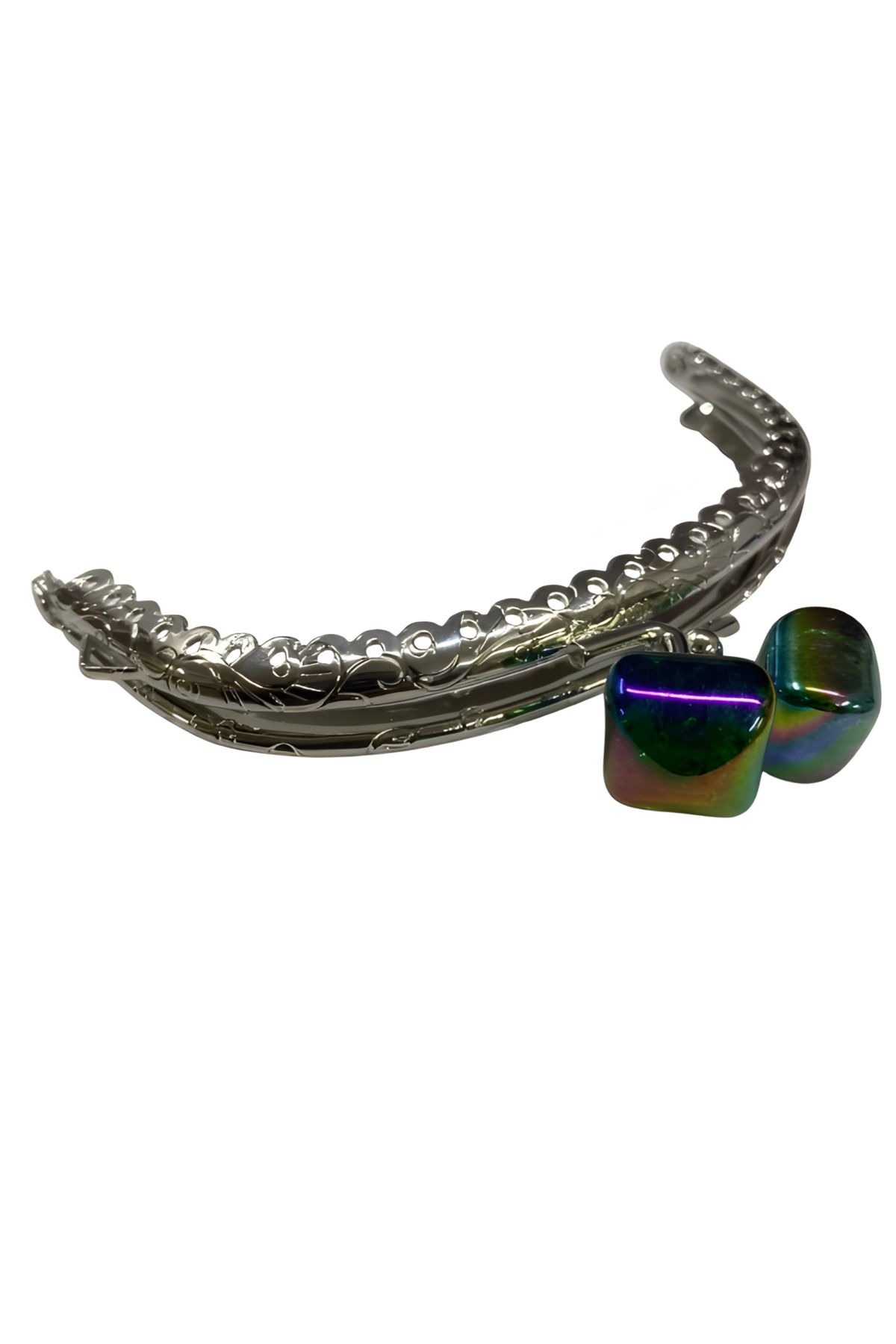 EleganTShoP Akide Şekeri Boncuklu Metal Cüzdan Klipsi Bursu 11 cm M6