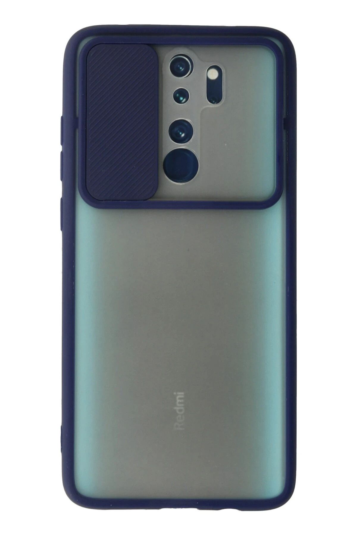 NewFace Xiaomi Redmi Note 8 Pro Kılıf Palm Buzlu Kamera Sürgülü Silikon - Lacivert NRMSA