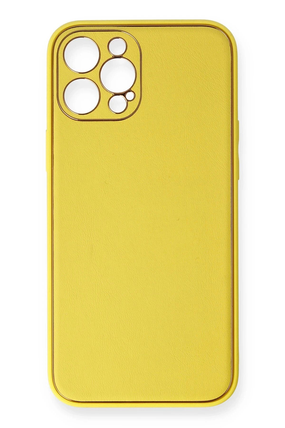 NewFace iPhone 12 Pro Max Kılıf Coco Deri Silikon Kapak - Sarı LZWDR
