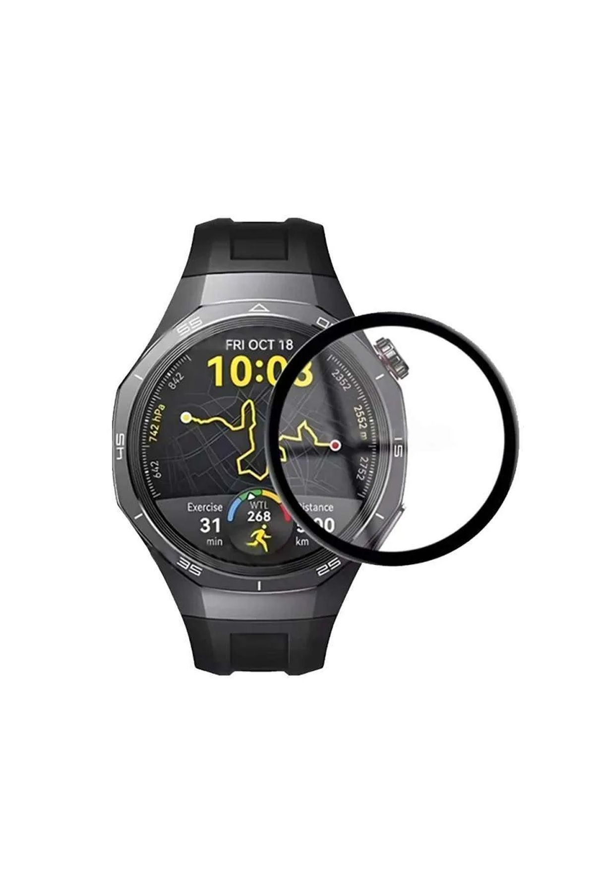 Forzacase Huawei Watch GT5 Pro 46mm için Çerçeveli Tam Kaplayan 3D Pet Ekran Koruyucu Film - FC016