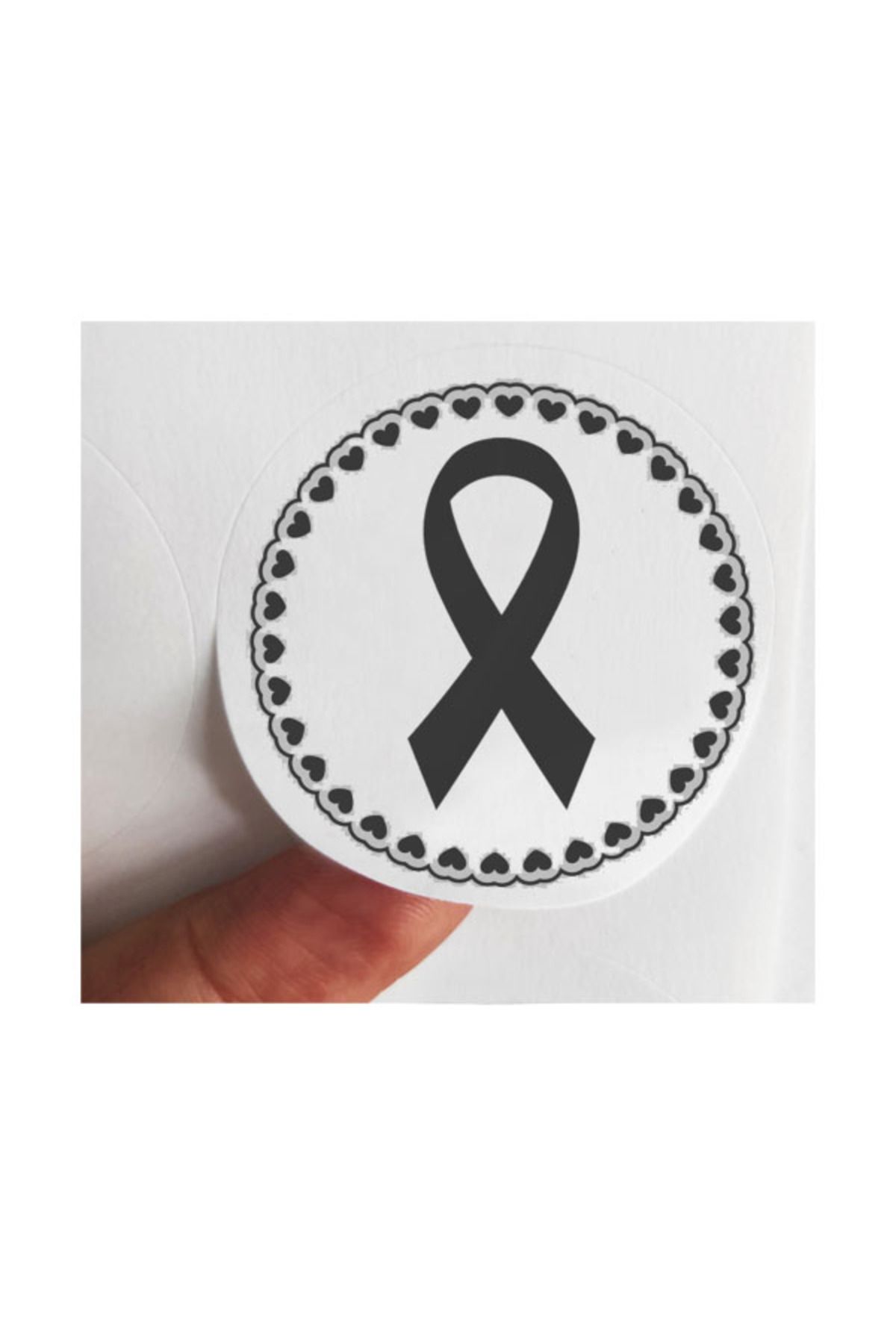 Aysun Bayhan Konsept 24 Adet 4 Cm Siyah Kalpli Yas Kurdelesi Baskılı Mat Etiket Sticker-1