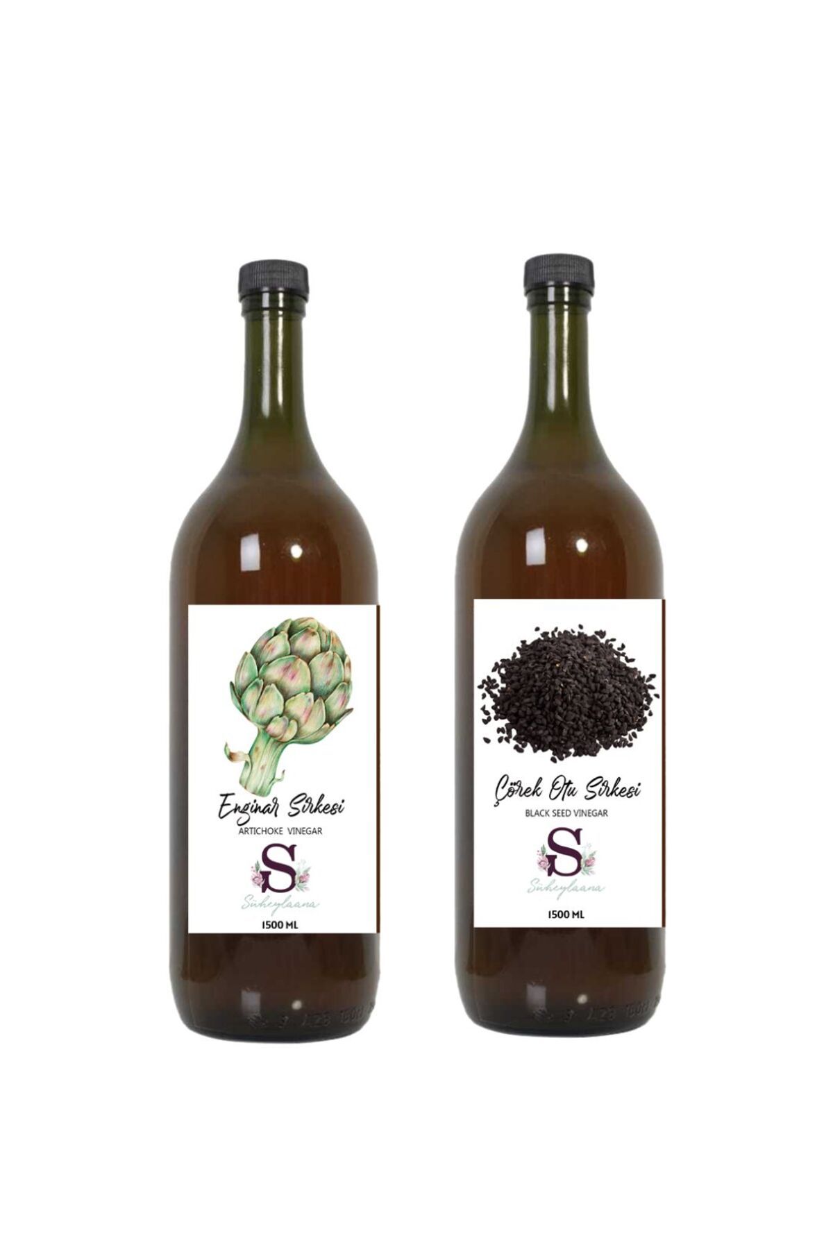 Süheylaana Doğal Enginar Sirkesi 1500 Ml - Doğal Çörek Otu Sirkesi 1500 Ml
