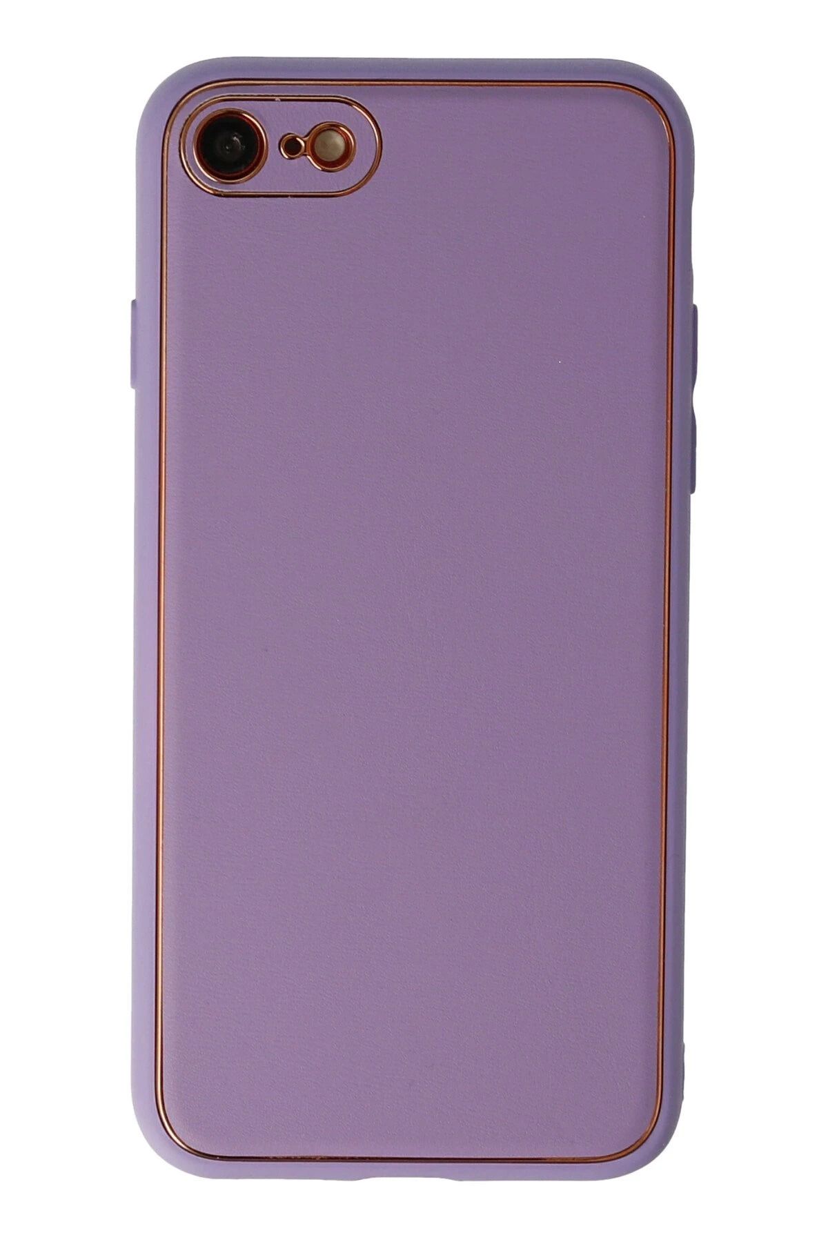 NewFace iPhone 7 Kılıf Coco Deri Silikon Kapak - Lila LZWDR