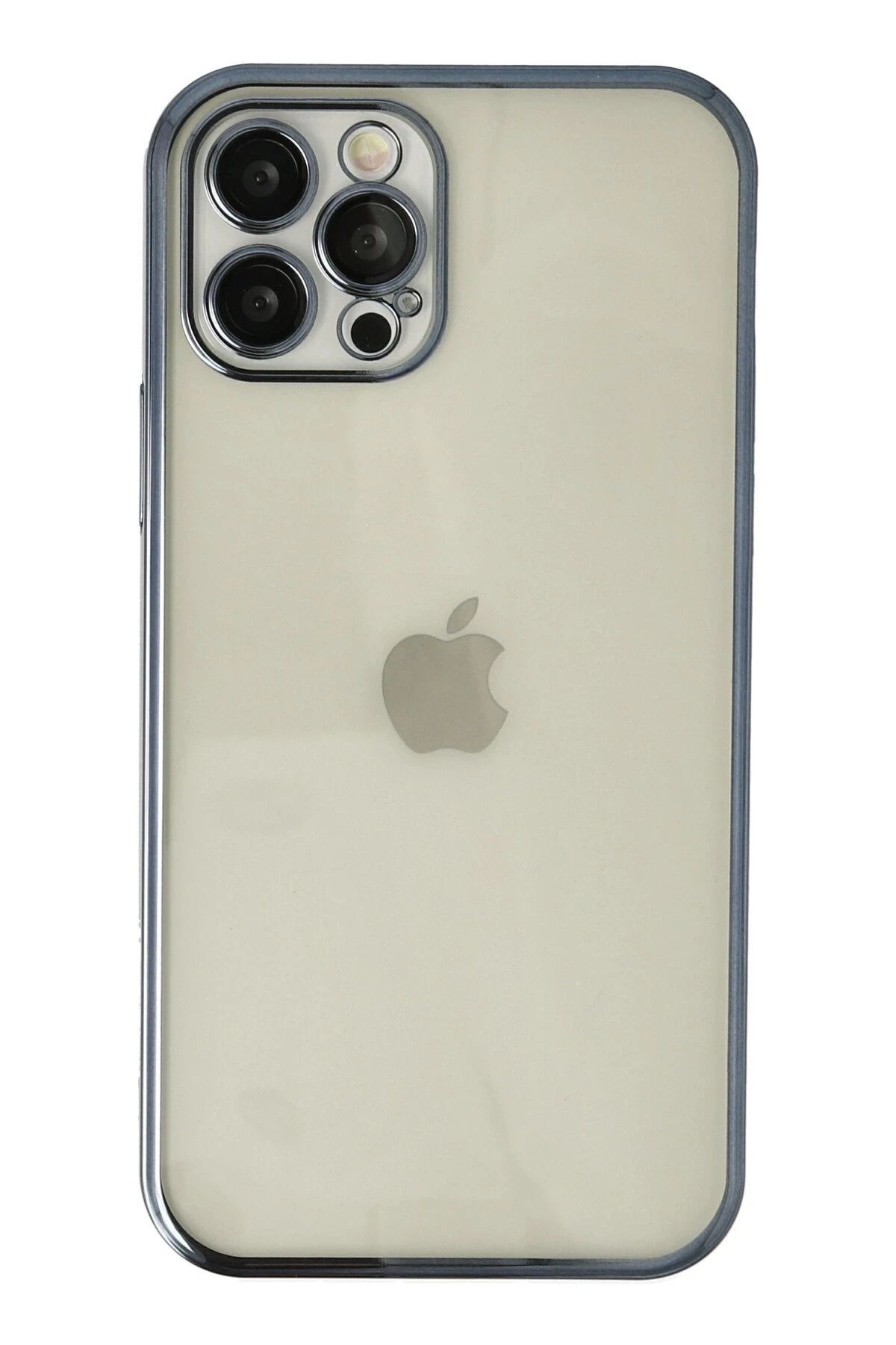 NewFace iPhone 12 Pro Max Kılıf Lensli Silikon - Mavi JOJUA