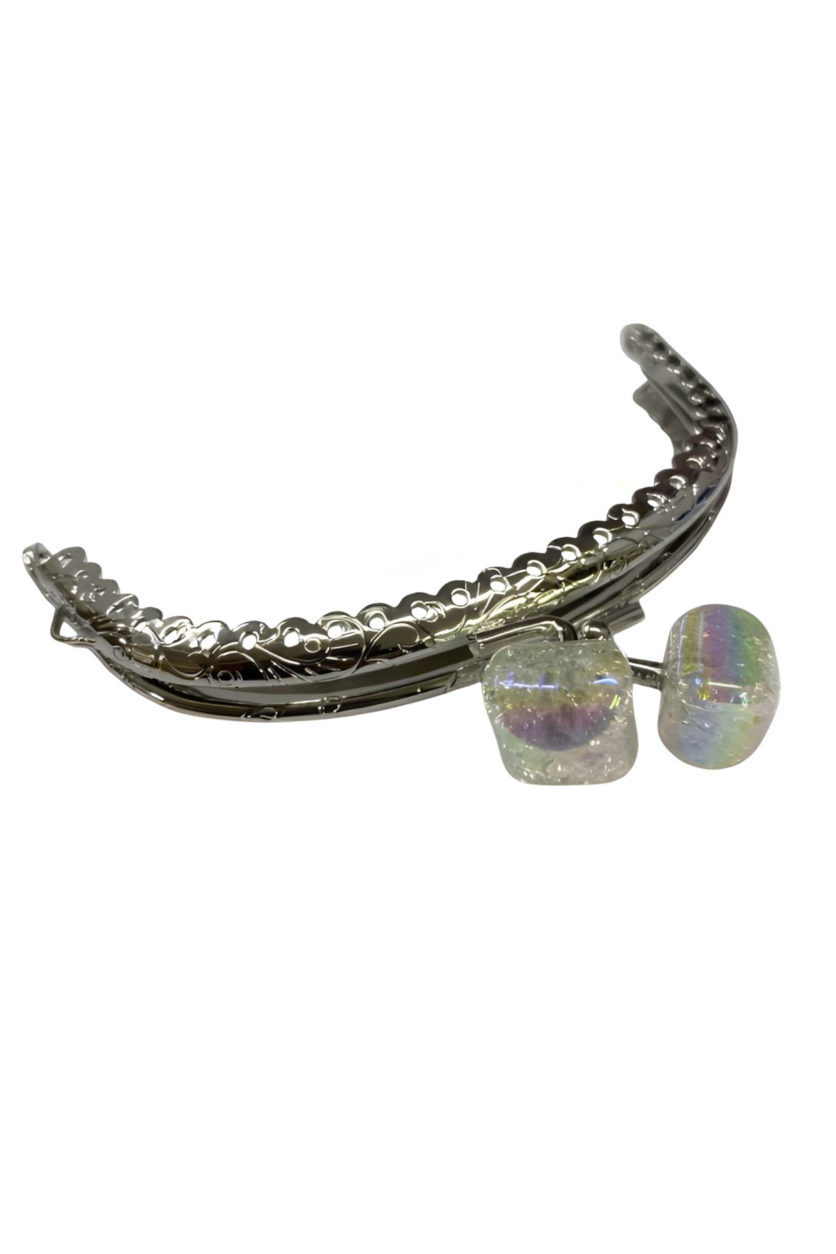 EleganTShoP Akide Şekeri Boncuklu Metal Cüzdan Klipsi Bursu 11 cm M6
