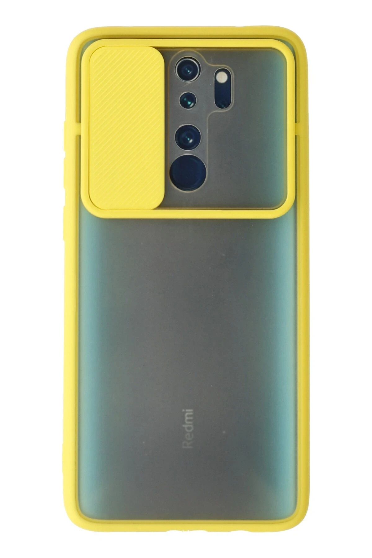 NewFace Xiaomi Redmi Note 8 Pro Kılıf Palm Buzlu Kamera Sürgülü Silikon - Sarı NRMSA