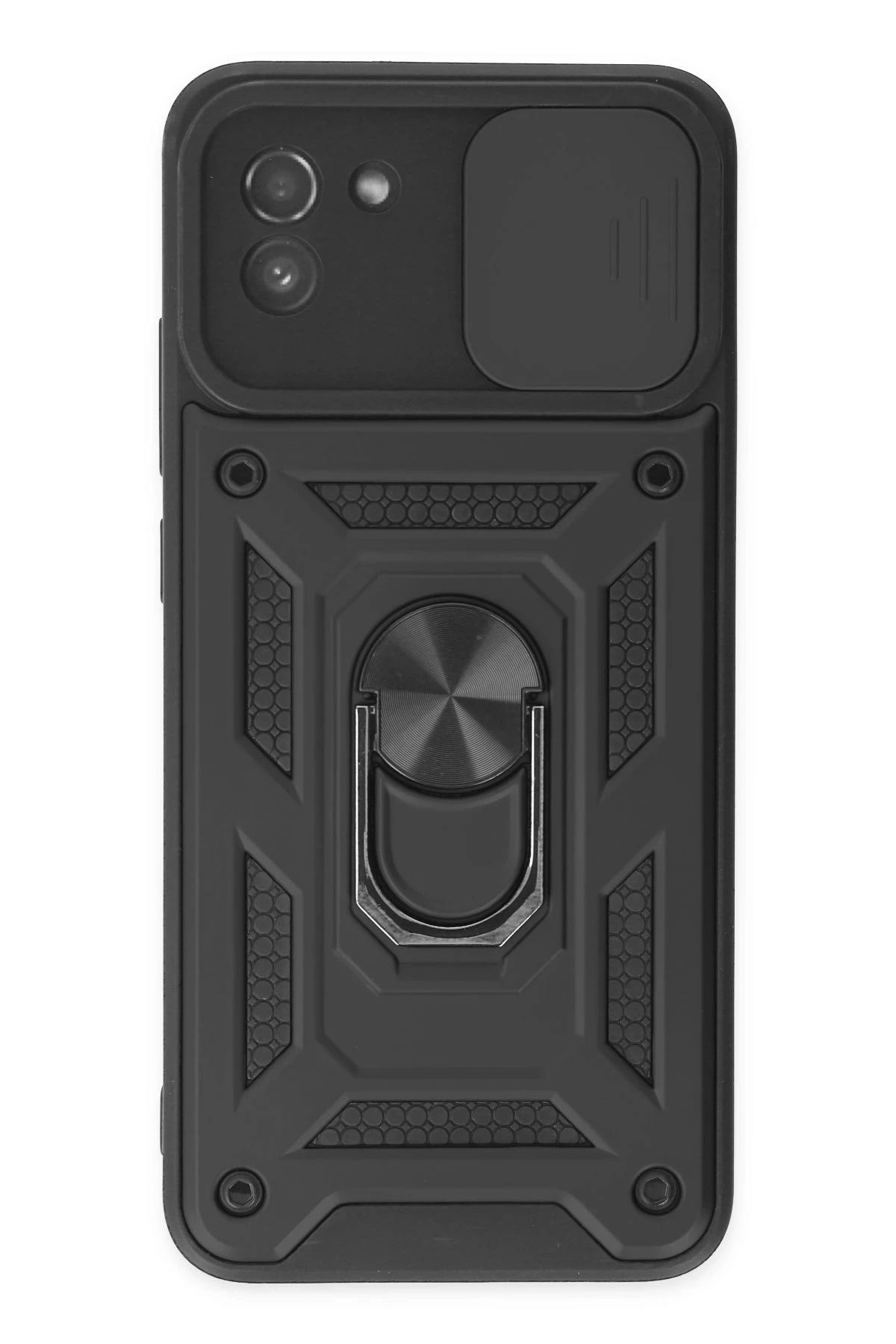NewFace Samsung Galaxy A03 Kılıf Pars Lens Yüzüklü Silikon - Siyah YNSMR