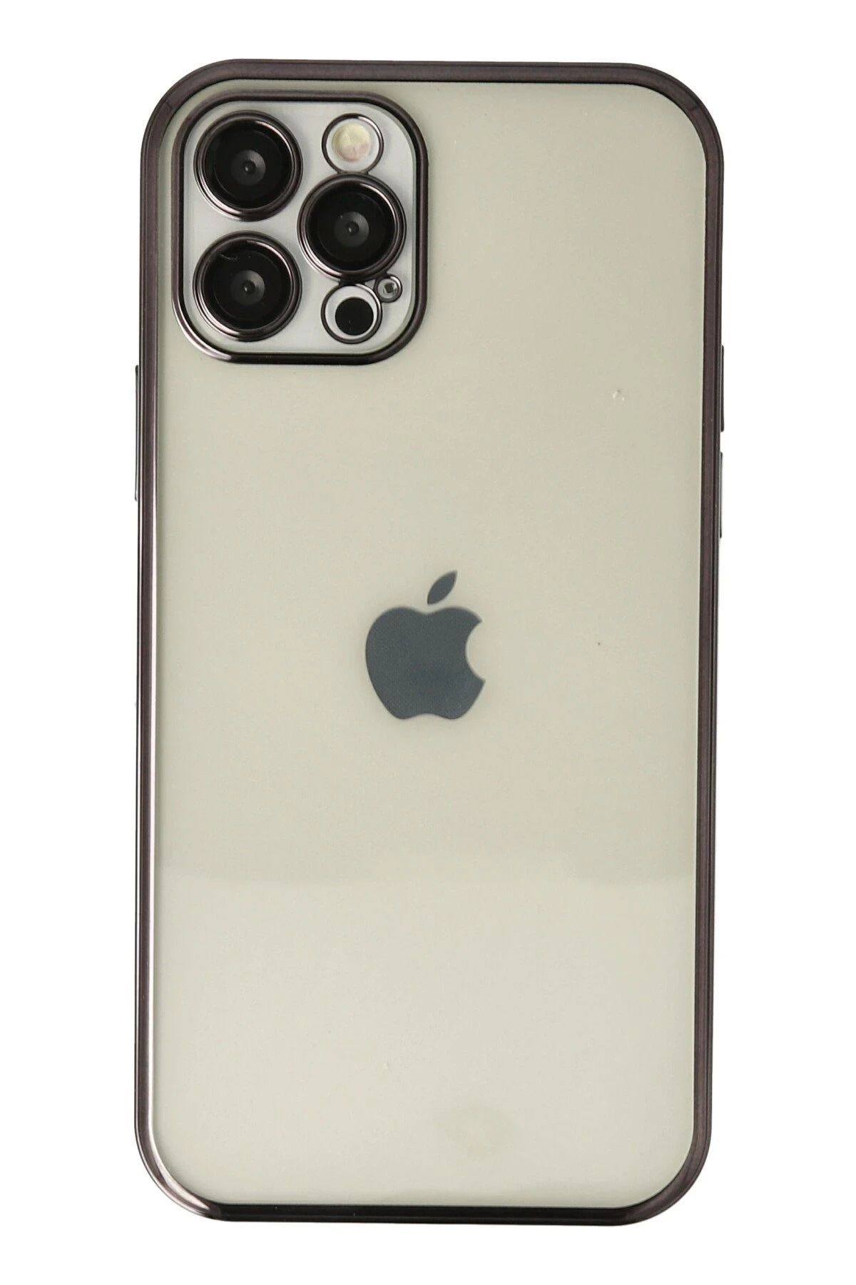 NewFace iPhone 12 Pro Max Kılıf Lensli Silikon - Siyah FERRG