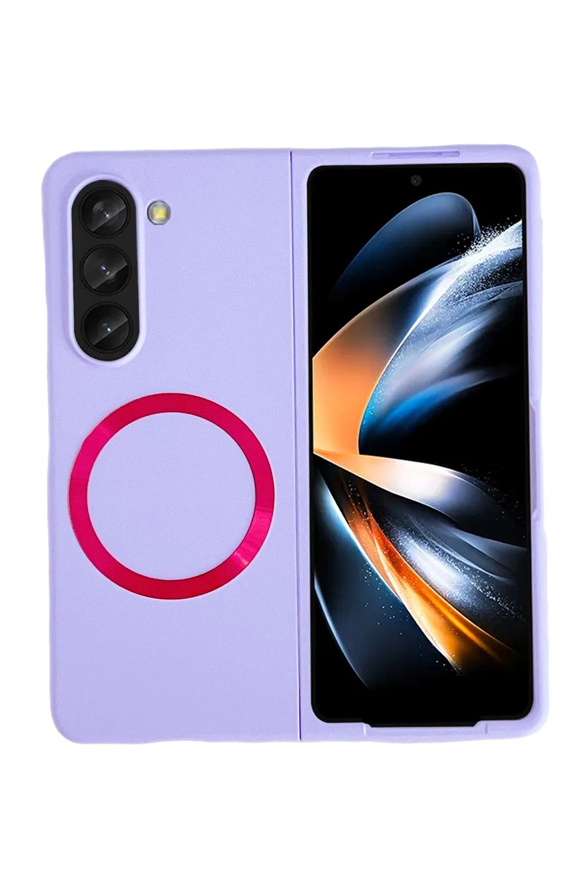 NewFace Samsung Galaxy Z Fold 5 Kılıf Mata Fold Kapak - Lila FERRG