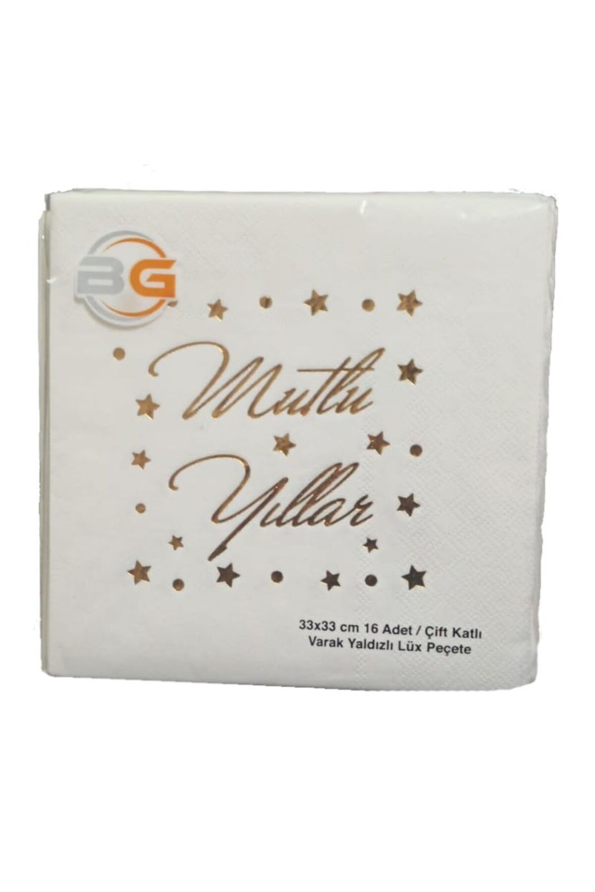 partidolu-Gold Leaf Happy Birthday Written on One Side Printed Christmas Napkin 16 Pieces White Color 1