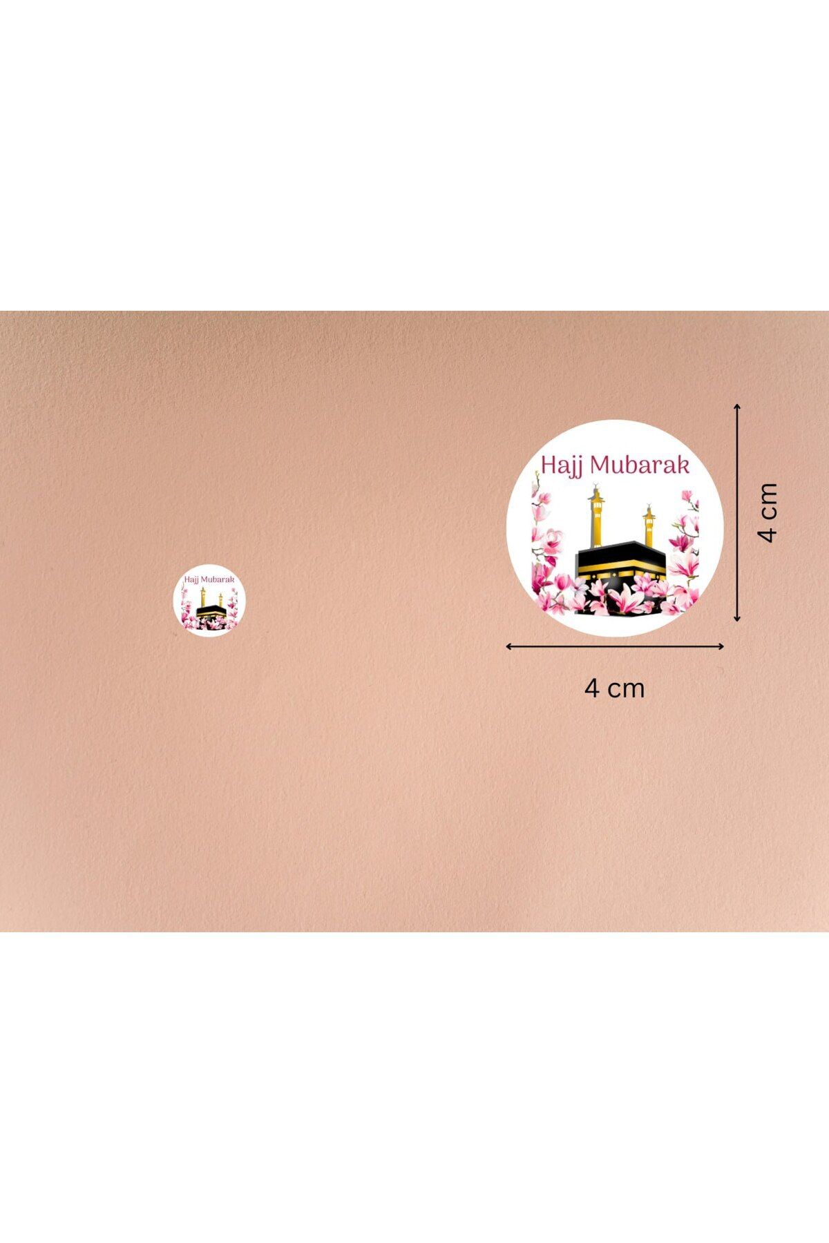 CASALINGHI 4 Cm (90 ADET) Hajj Mubarak Etiketi Hediye Sticker Gift Umre Kabe Hajj Yuvarlak Mat Çıkartma