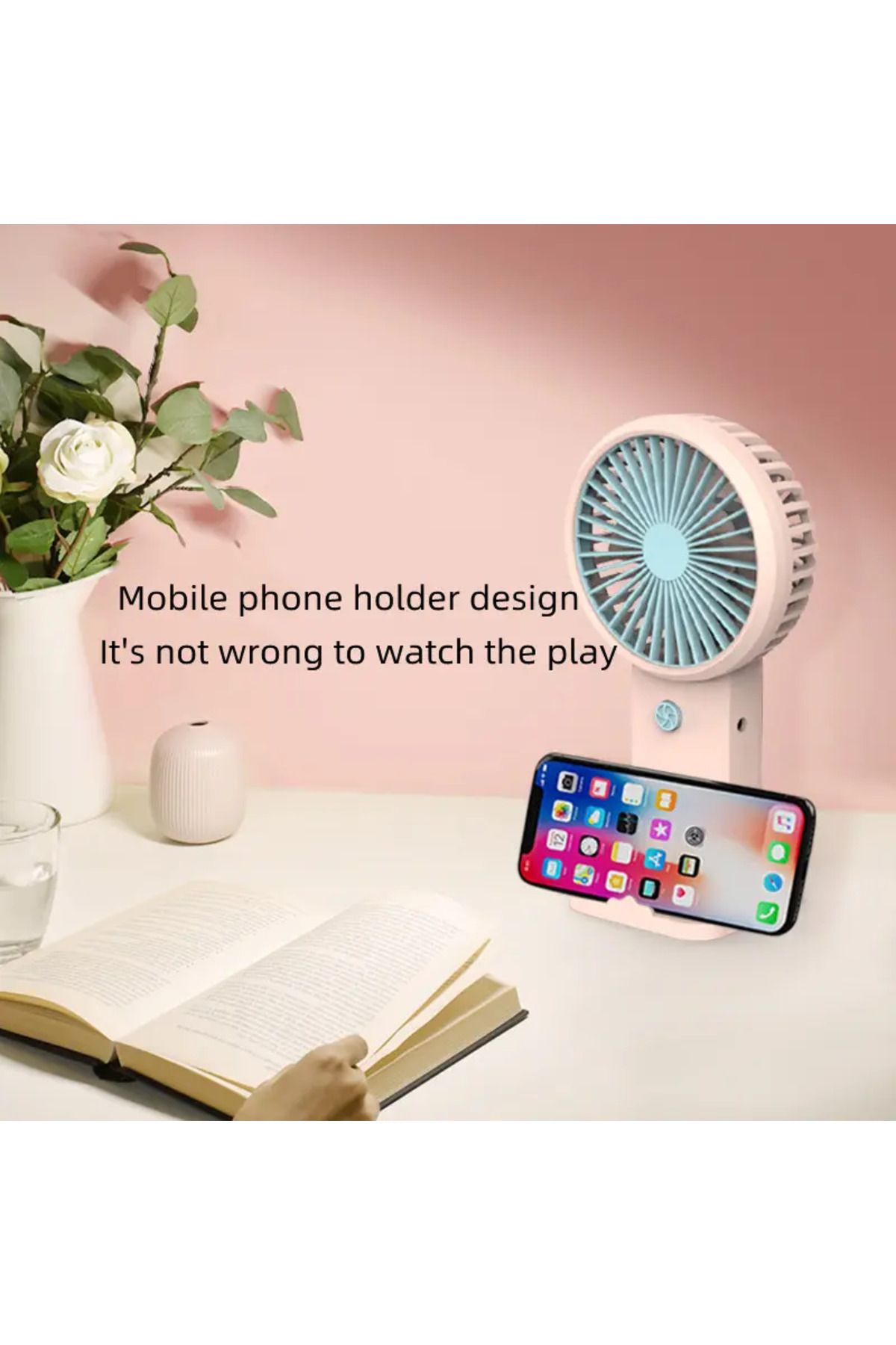 FELİTE ŞAJLI MİNİ VANTİLATÖR FAN KUTULU MASA SABİTLEME APARATLI TELEFON TUTUCULU