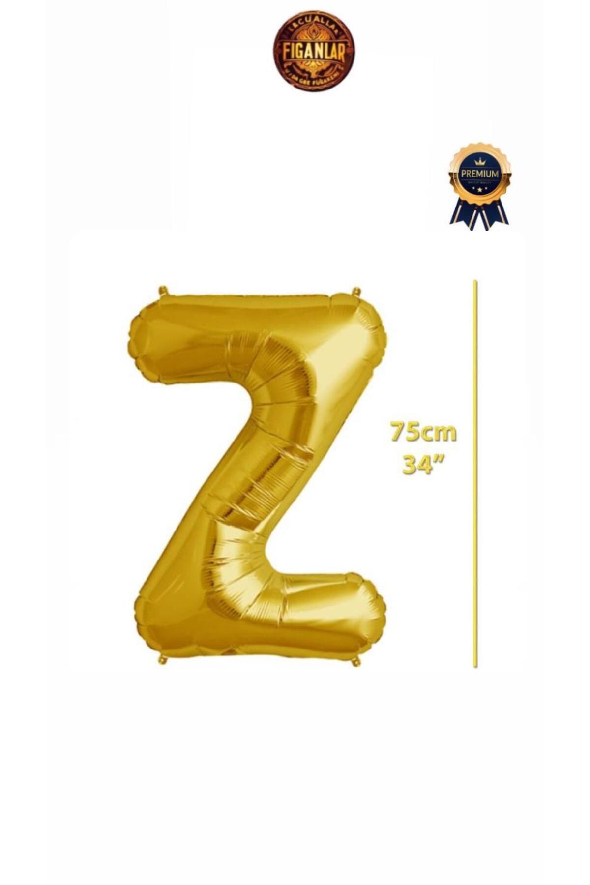 figanlar ambalaj 1.Kalite Folyo Balon Z harfi Helyum Balon 75cm gold renk